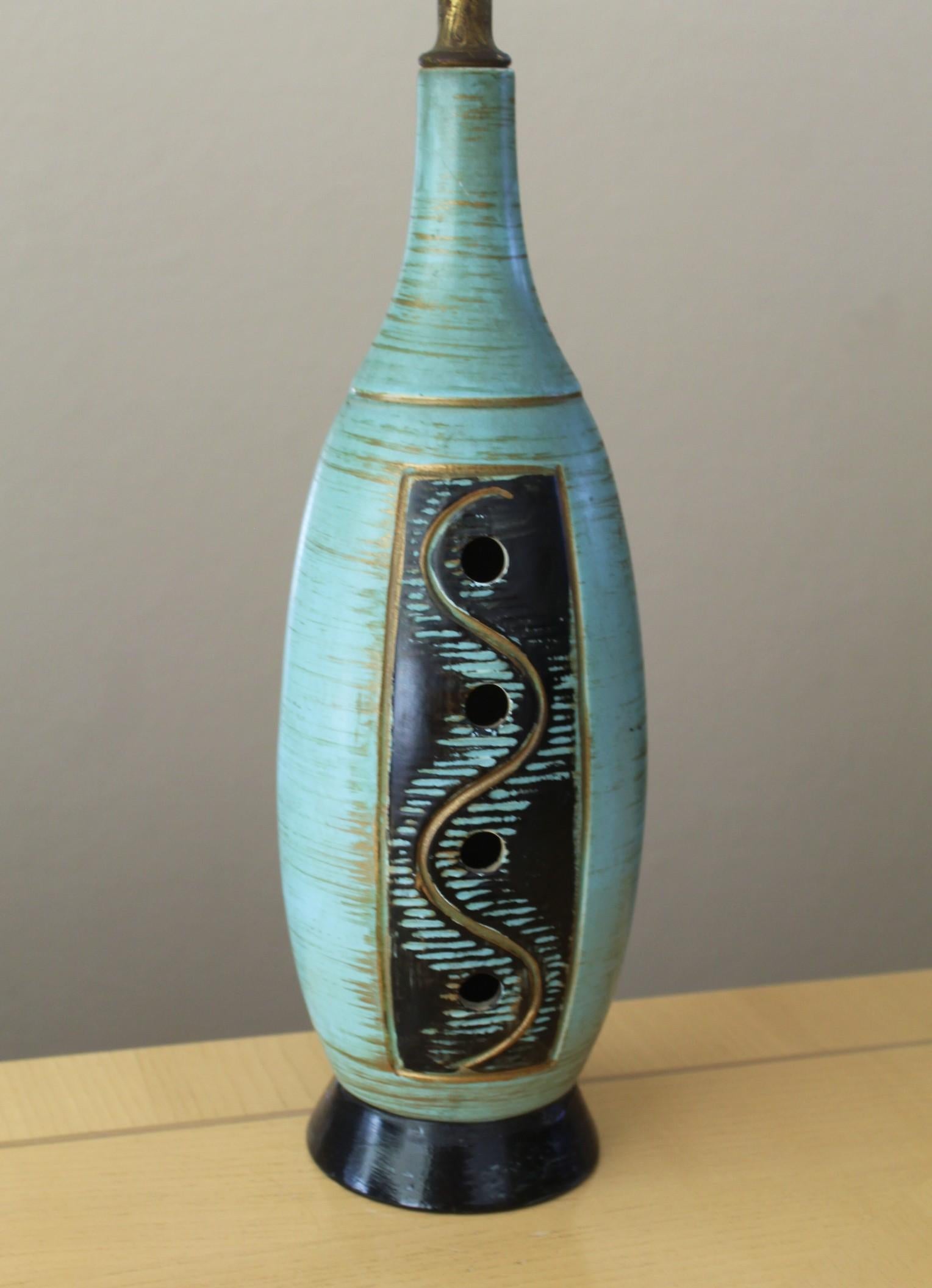 Mid-Century moderno Lampada da tavolo d'arte astratta Frederic Weinberg Modern Mid Century Modern mcm 1950s Aqua in vendita