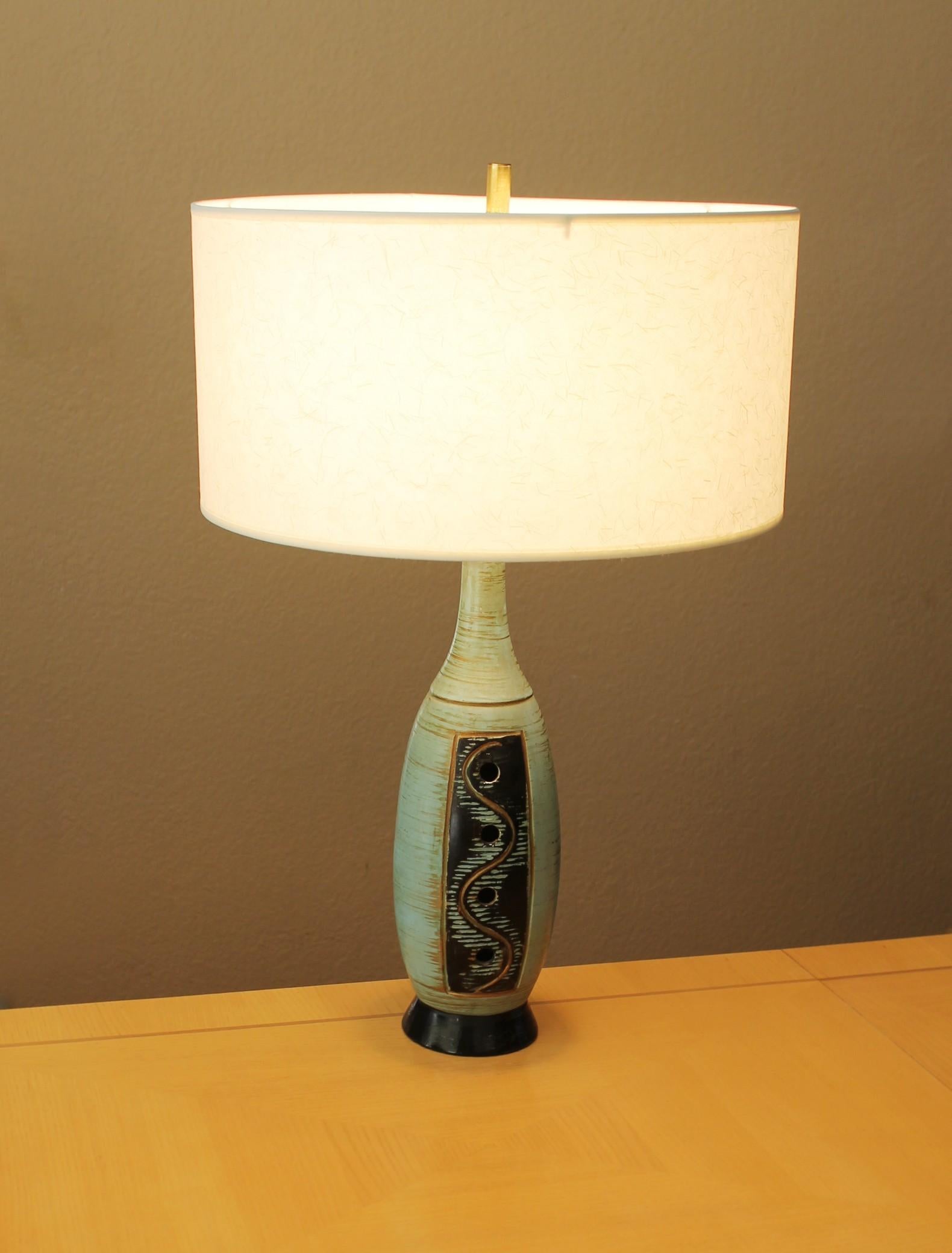 Americano Lampada da tavolo d'arte astratta Frederic Weinberg Modern Mid Century Modern mcm 1950s Aqua in vendita
