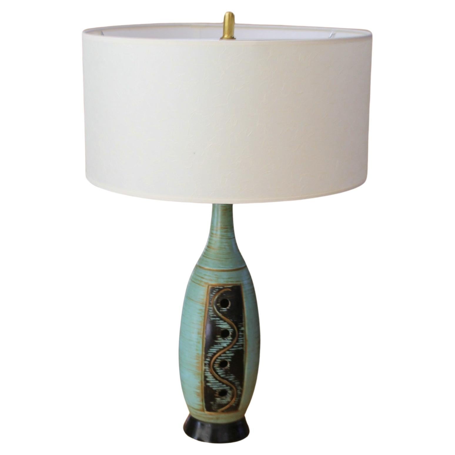 Lampada da tavolo d'arte astratta Frederic Weinberg Modern Mid Century Modern mcm 1950s Aqua