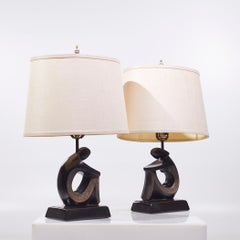 Stile Frederic Weinberg F.A.I.P. Lampade da tavolo figurative del metà secolo - Coppia