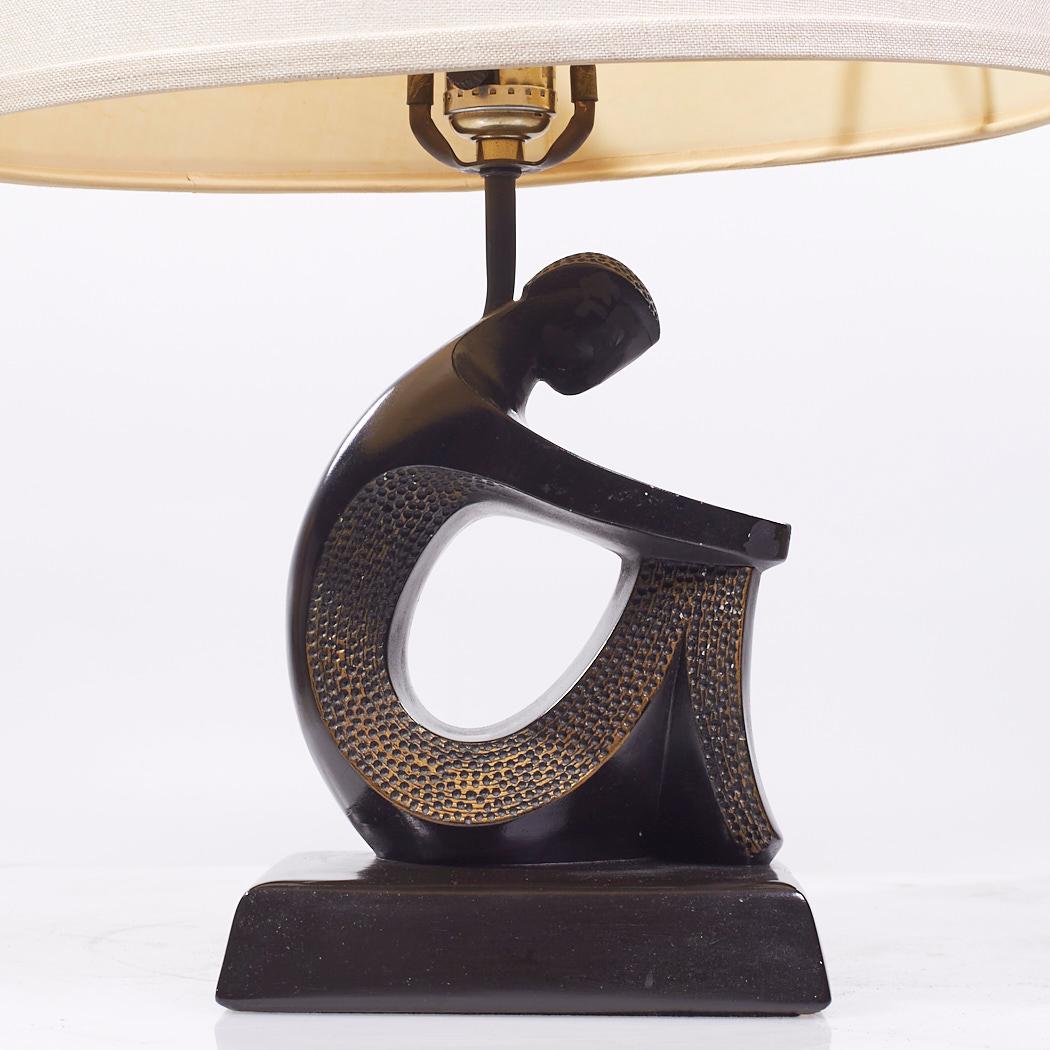Frederic Weinberg Style F.A.I.P. Mid Century Figurative Table Lamps - Pair In Good Condition For Sale In Countryside, IL