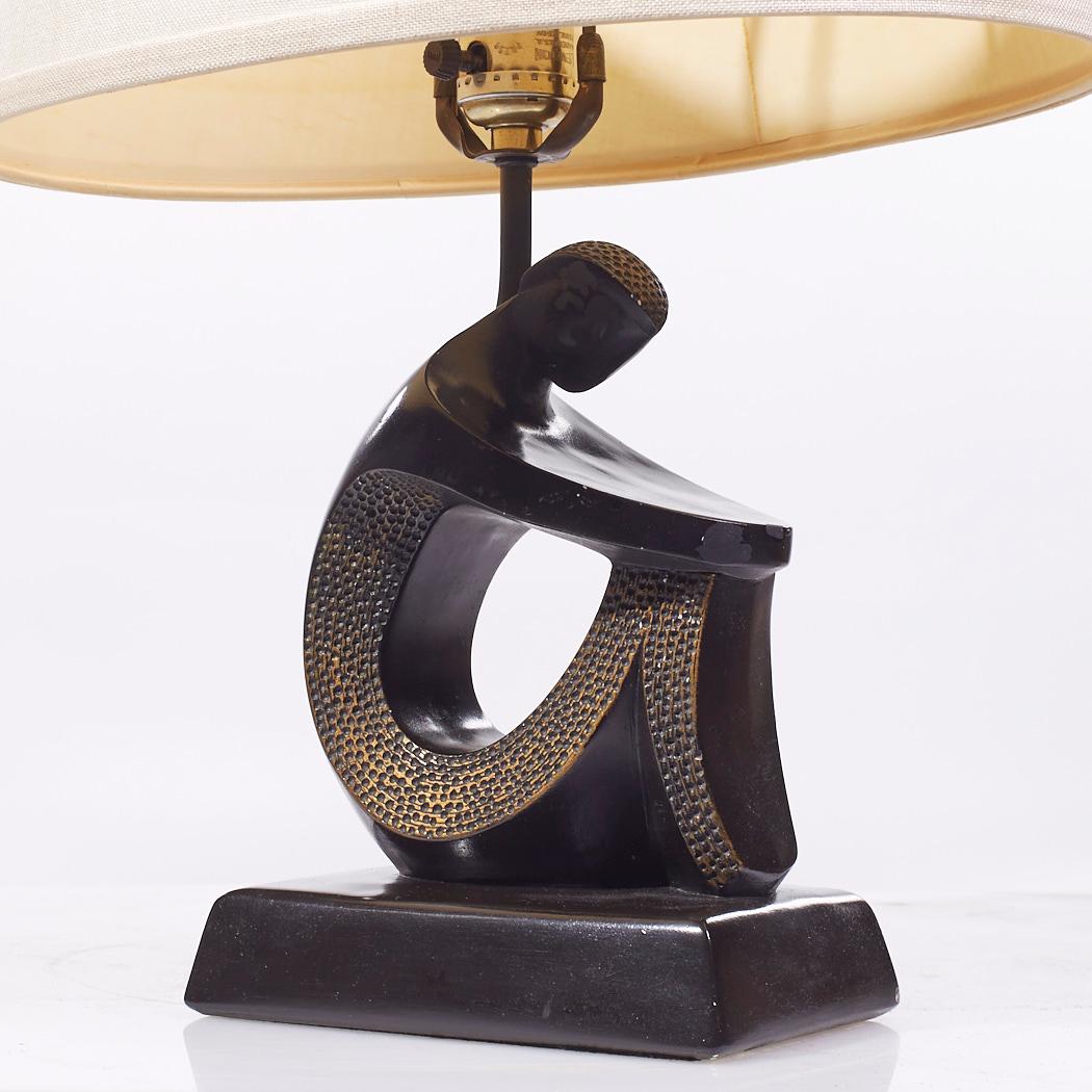 Metal Frederic Weinberg Style F.A.I.P. Mid Century Figurative Table Lamps - Pair For Sale