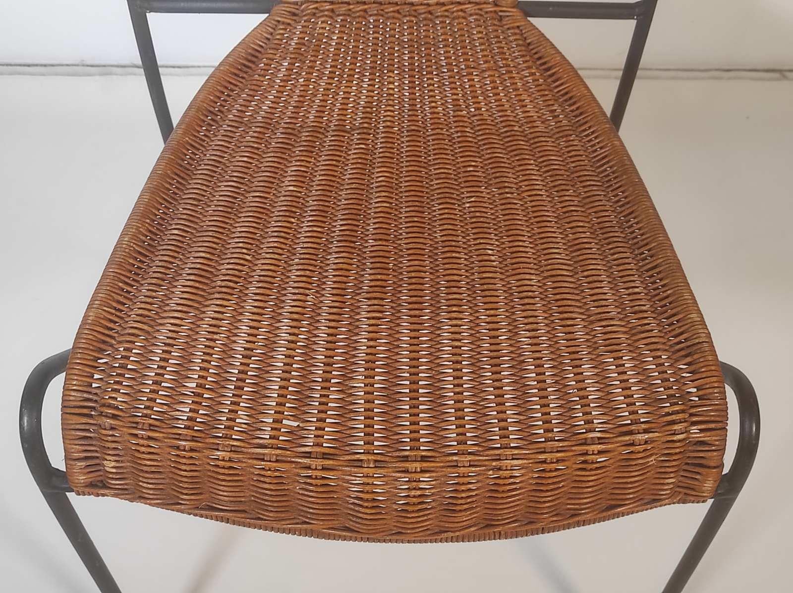 Frederic Weinberg Wicker and Iron Chair 1950s 6