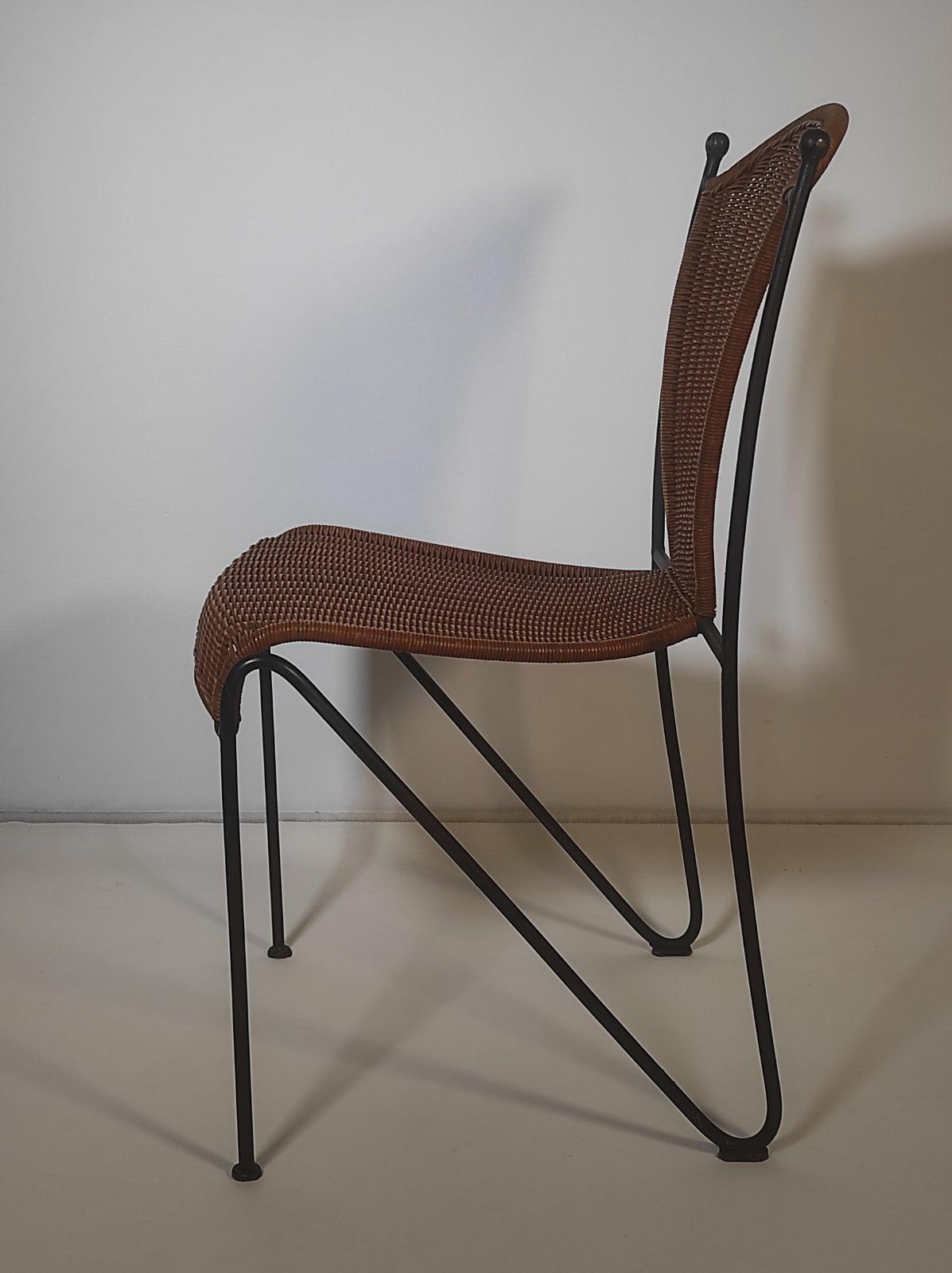 Frederic Weinberg Wicker and Iron Chair 1950s In Good Condition In Čelinac, BA