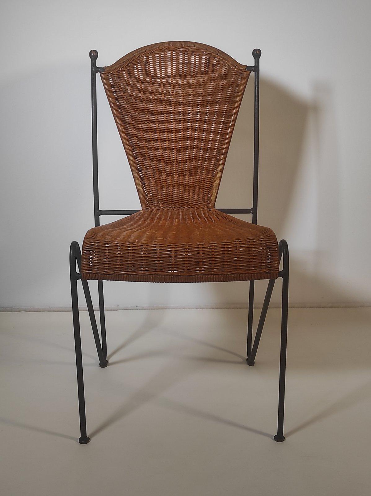 Frederic Weinberg Wicker and Iron Chair 1950s 1