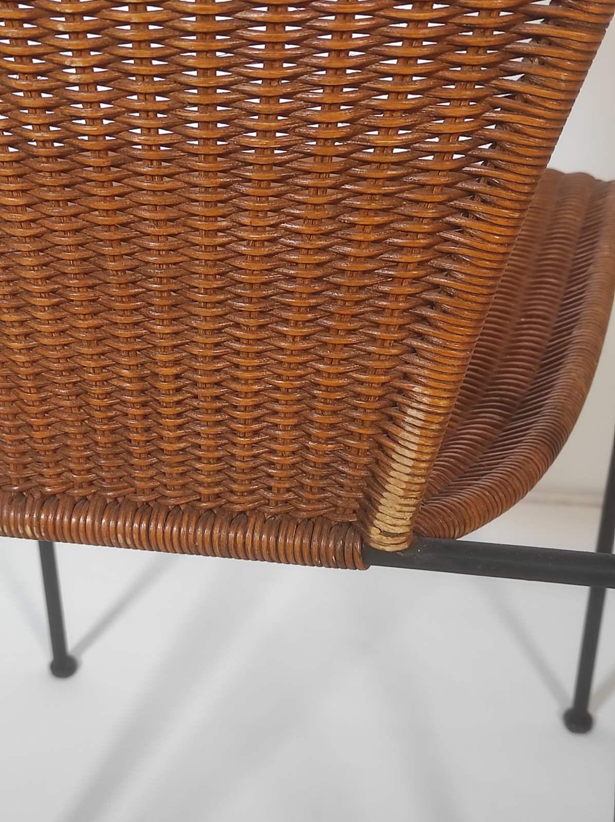Frederic Weinberg Wicker and Iron Chair 1950s 4