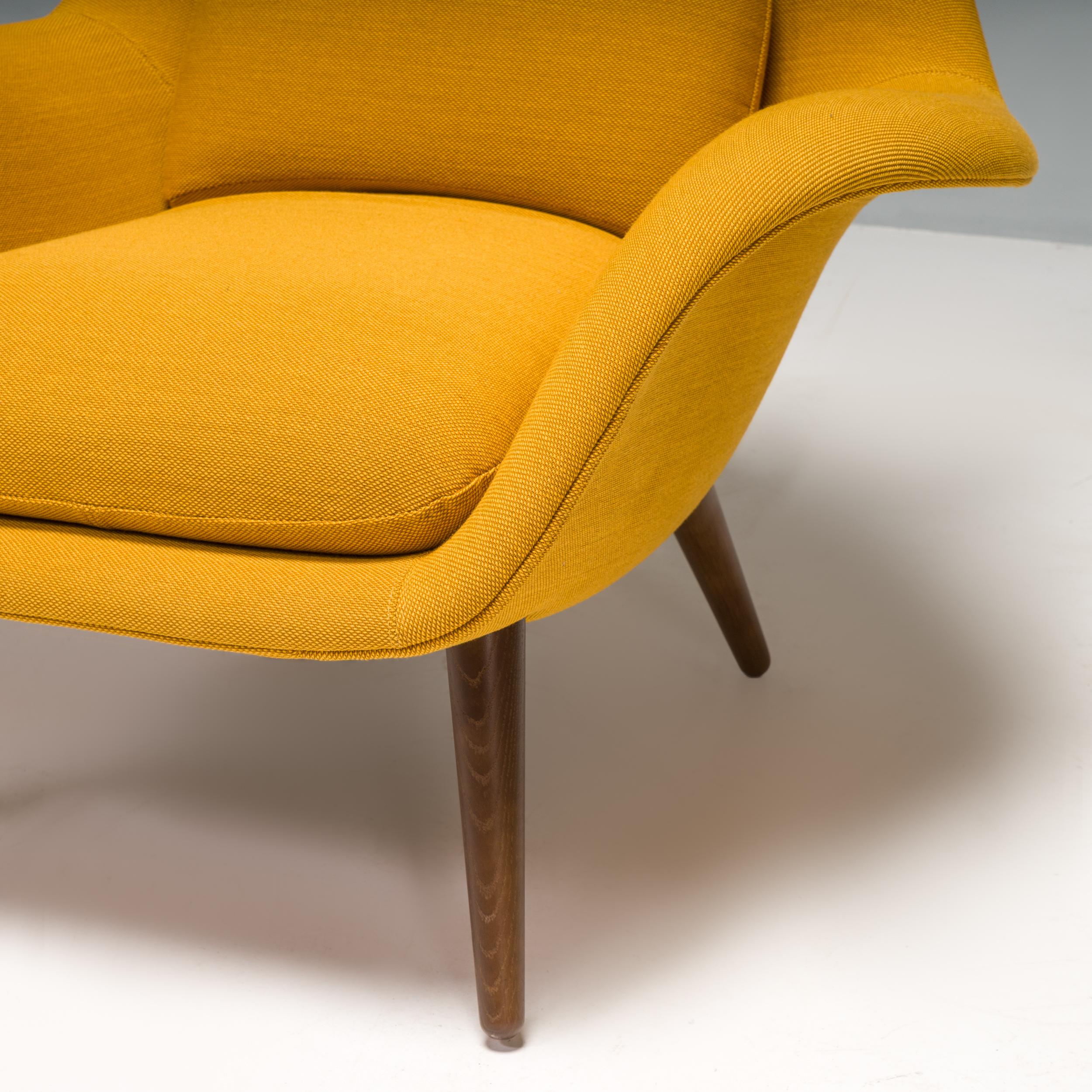 Fredericia by Space Copenhagen Mustard Yellow Fabric Swoon Lounge Armchair, 2021 3