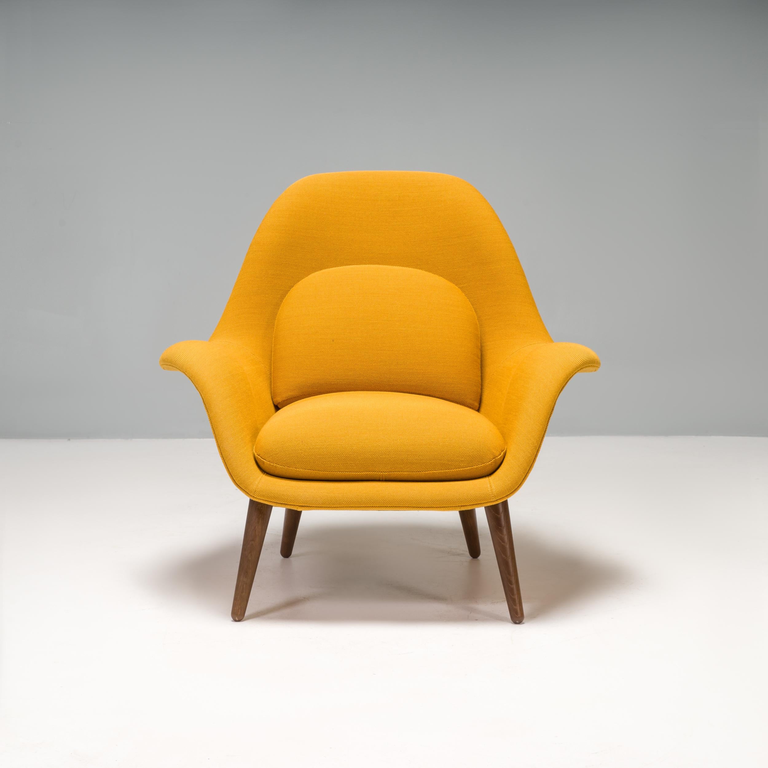 Scandinave moderne Fredericia by Space Copenhagen Fauteuil lounge Swoon en tissu jaune moutarde, 2021 en vente