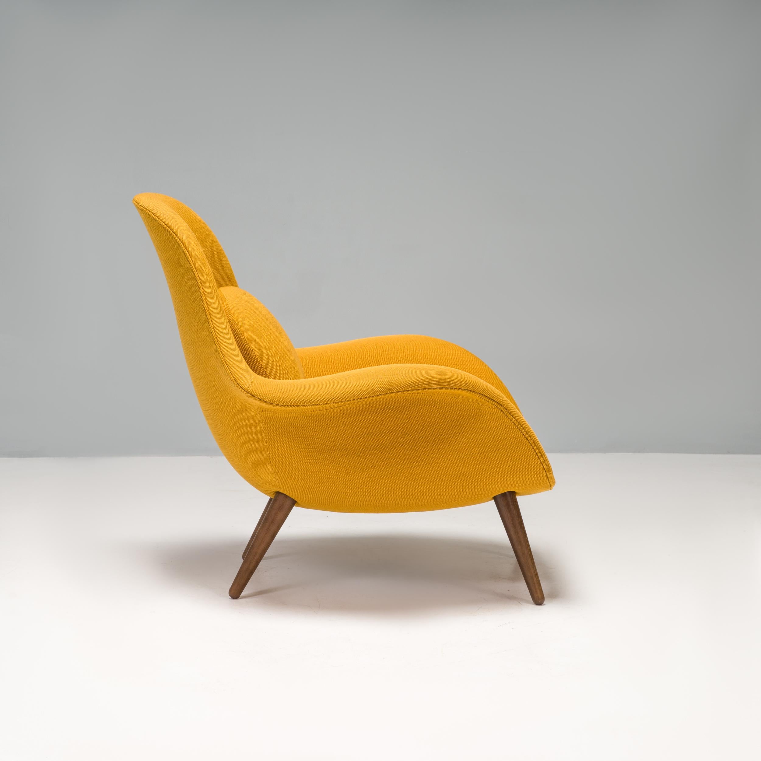 Danish Fredericia by Space Copenhagen Mustard Yellow Fabric Swoon Lounge Armchair, 2021