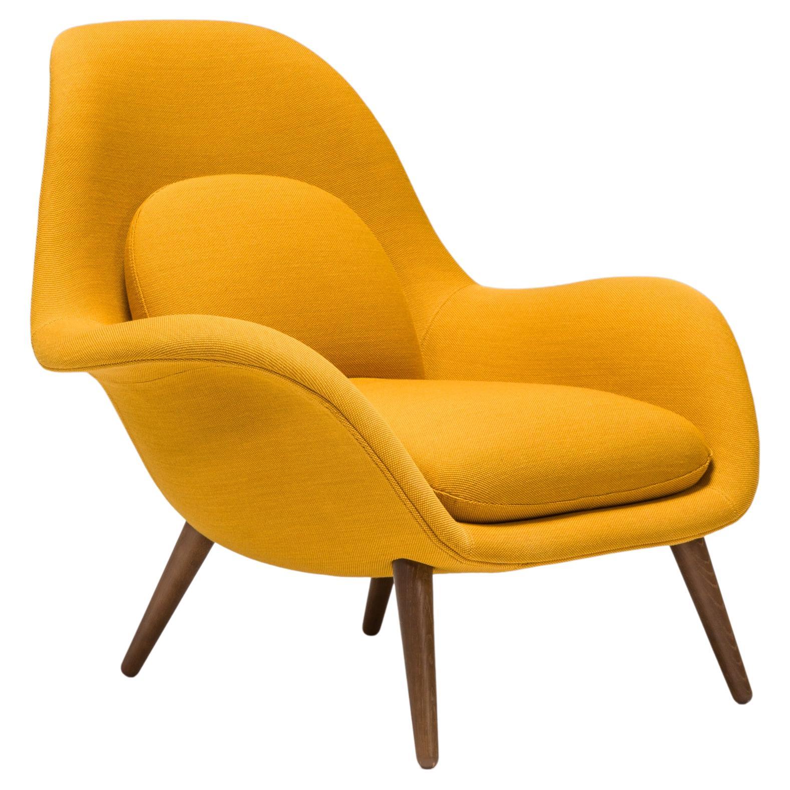 Fredericia by Space Copenhagen Mustard Yellow Fabric Swoon Lounge Armchair, 2021 For Sale