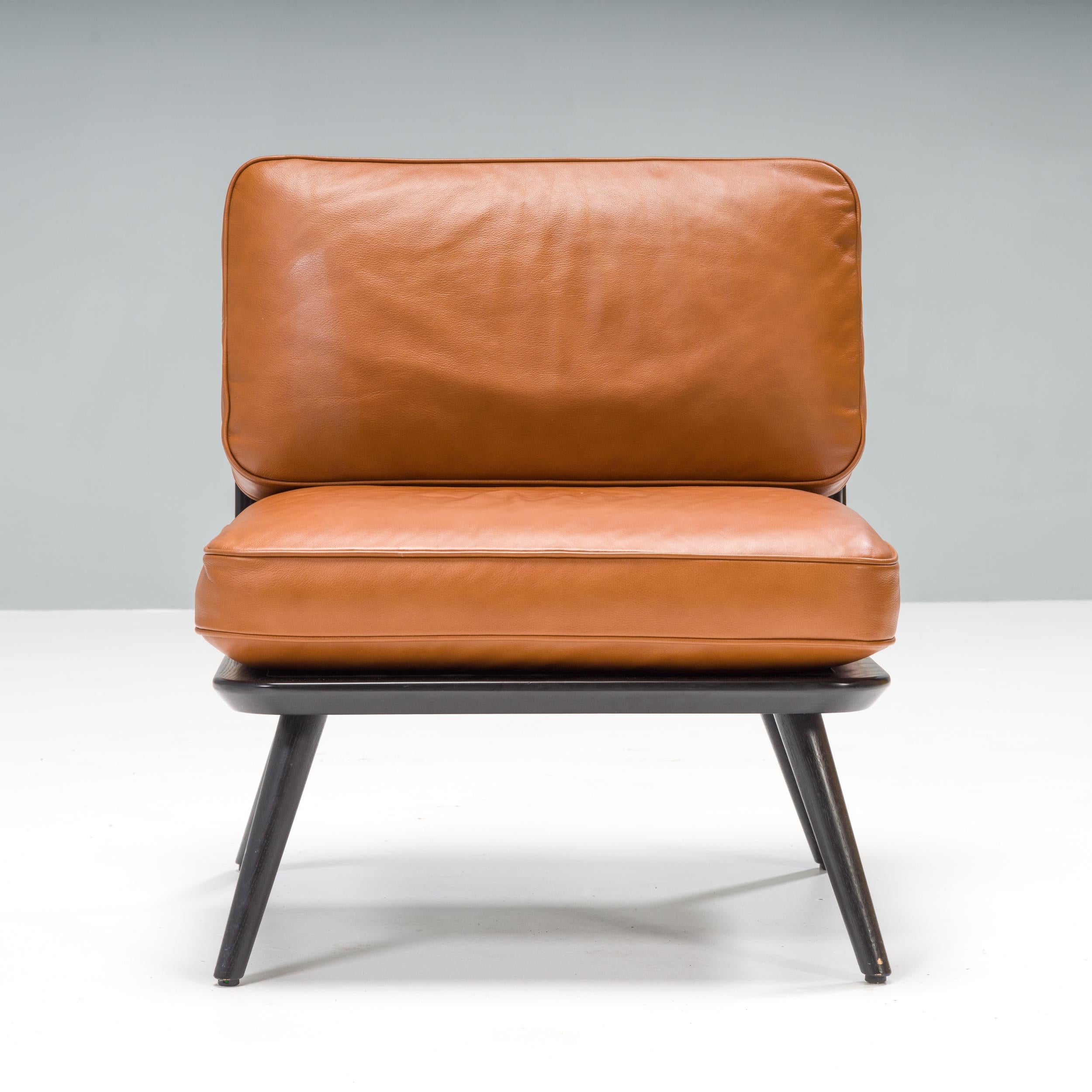 Fredericia by Space Copenhagen Tan Leather Spine Lounge Chair 10