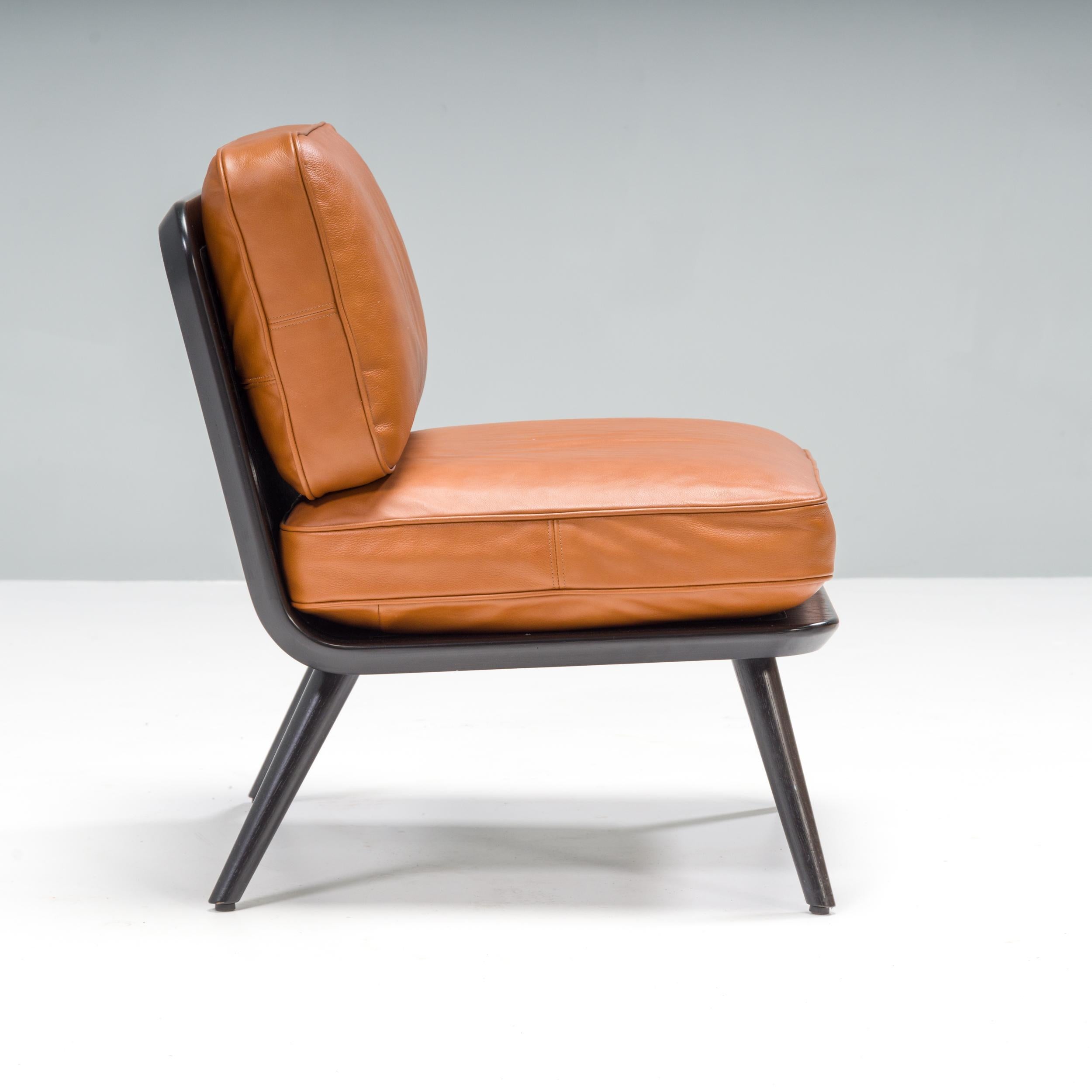 Scandinavian Modern Fredericia by Space Copenhagen Tan Leather Spine Lounge Chair