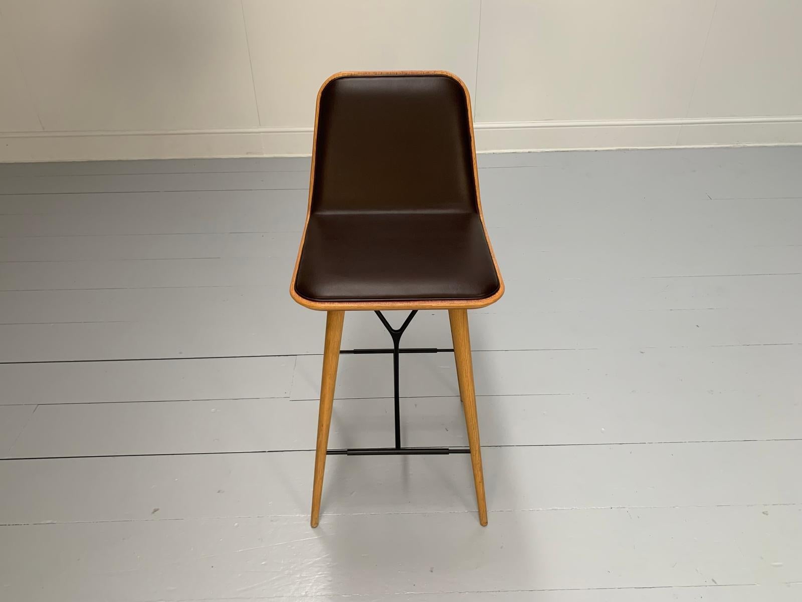 Fredericia “Spine” Counter Bar Stools - Set of 6 - In Brown Leather For Sale 2