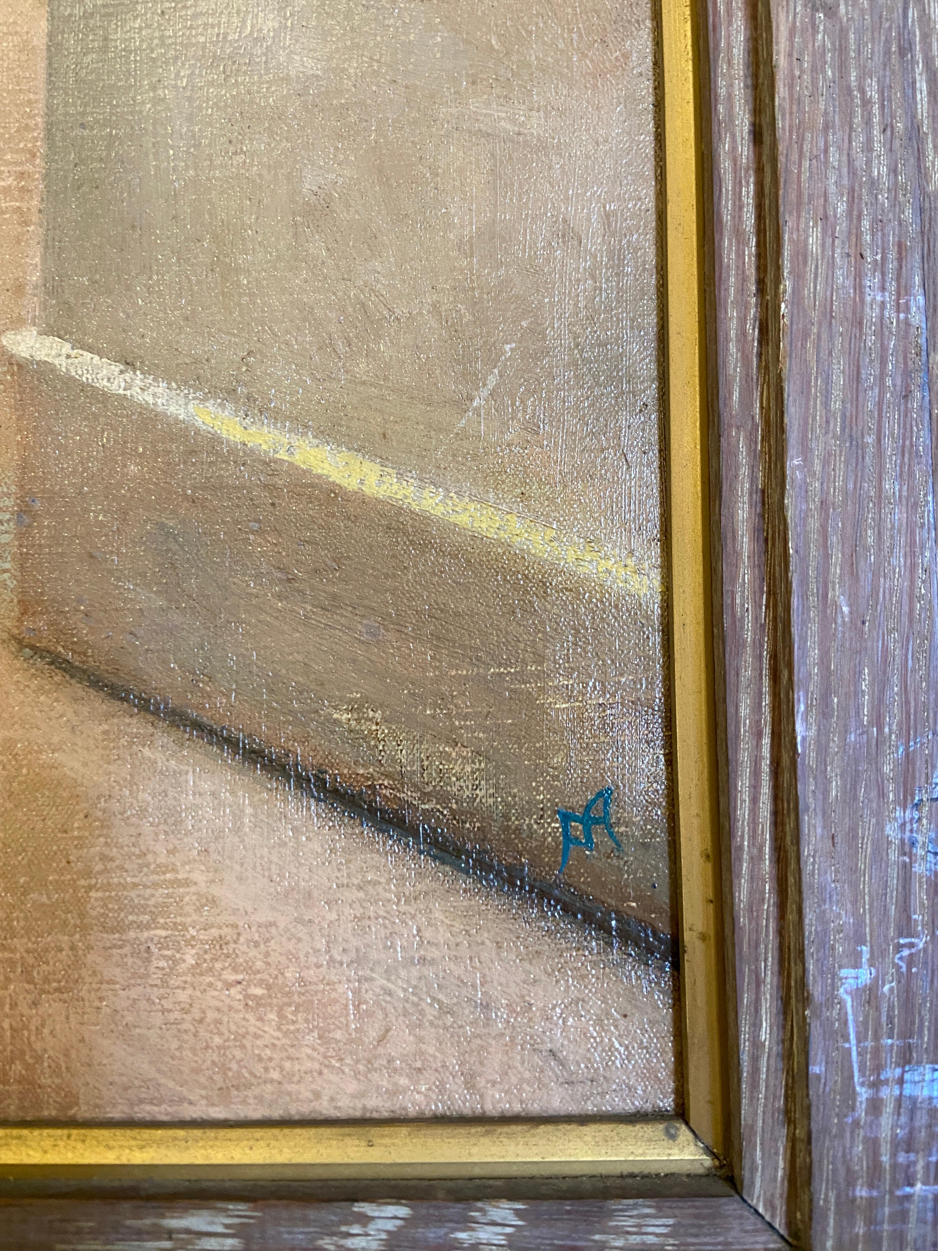 Alla galleria, dipinto a olio dei primi del Novecento, interno firmato 3