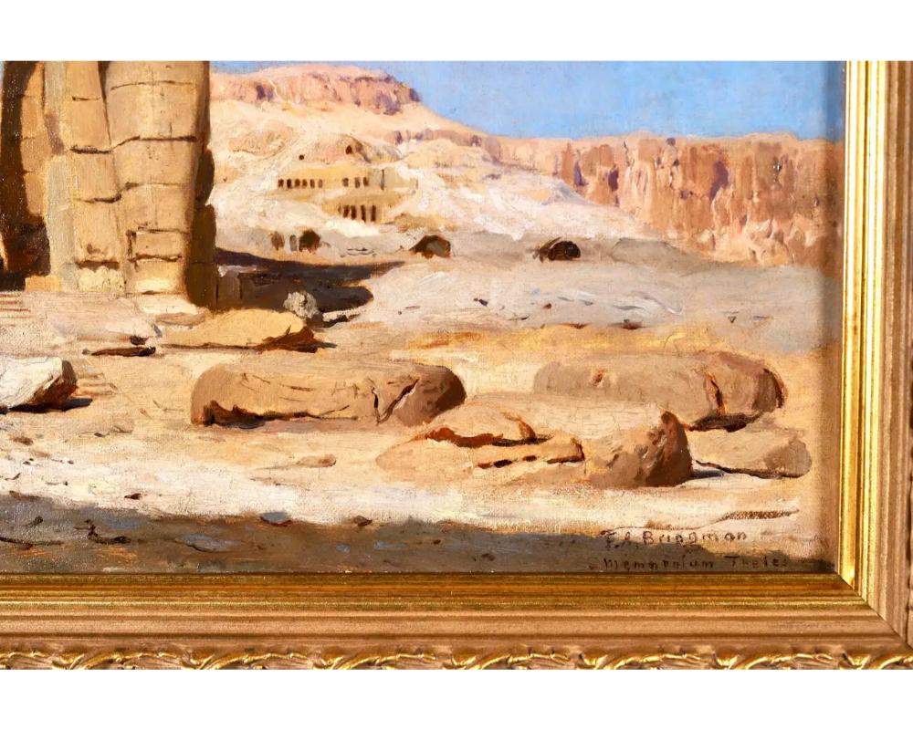 Colossi de Memnon, gypte Rare peinture de paysage orientaliste de F.A. Bridgman en vente 3