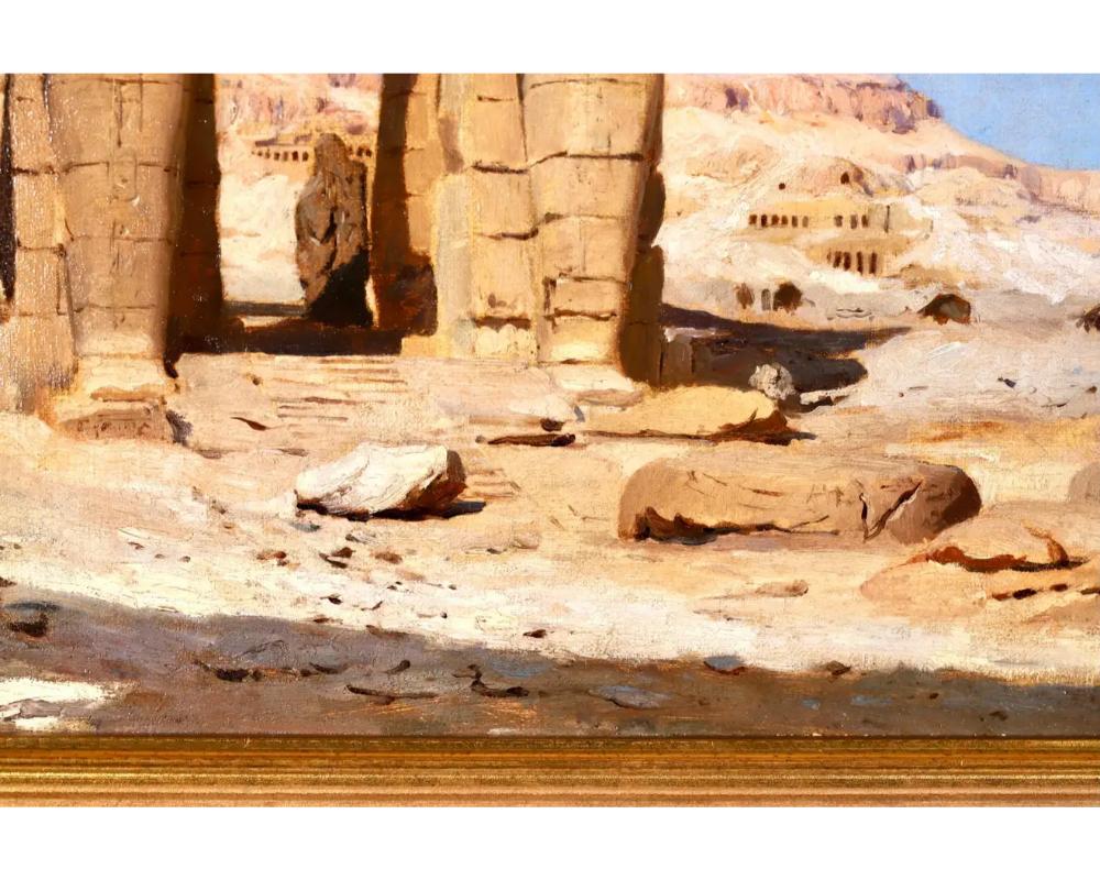 Colossi de Memnon, gypte Rare peinture de paysage orientaliste de F.A. Bridgman en vente 4