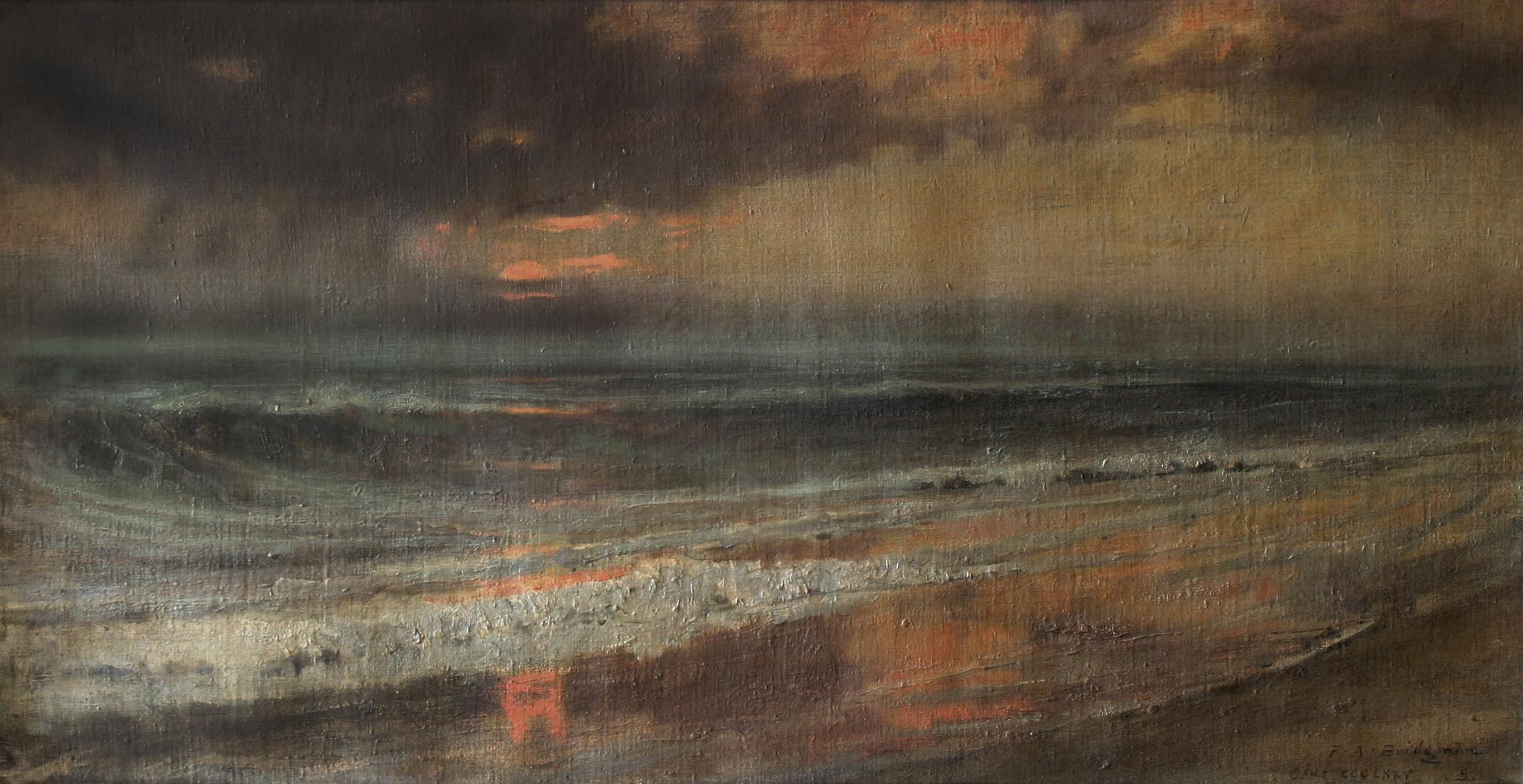 Landscape Painting Frederick Arthur Bridgman - Coucher de soleil  Synchronisé avec une vague tombante