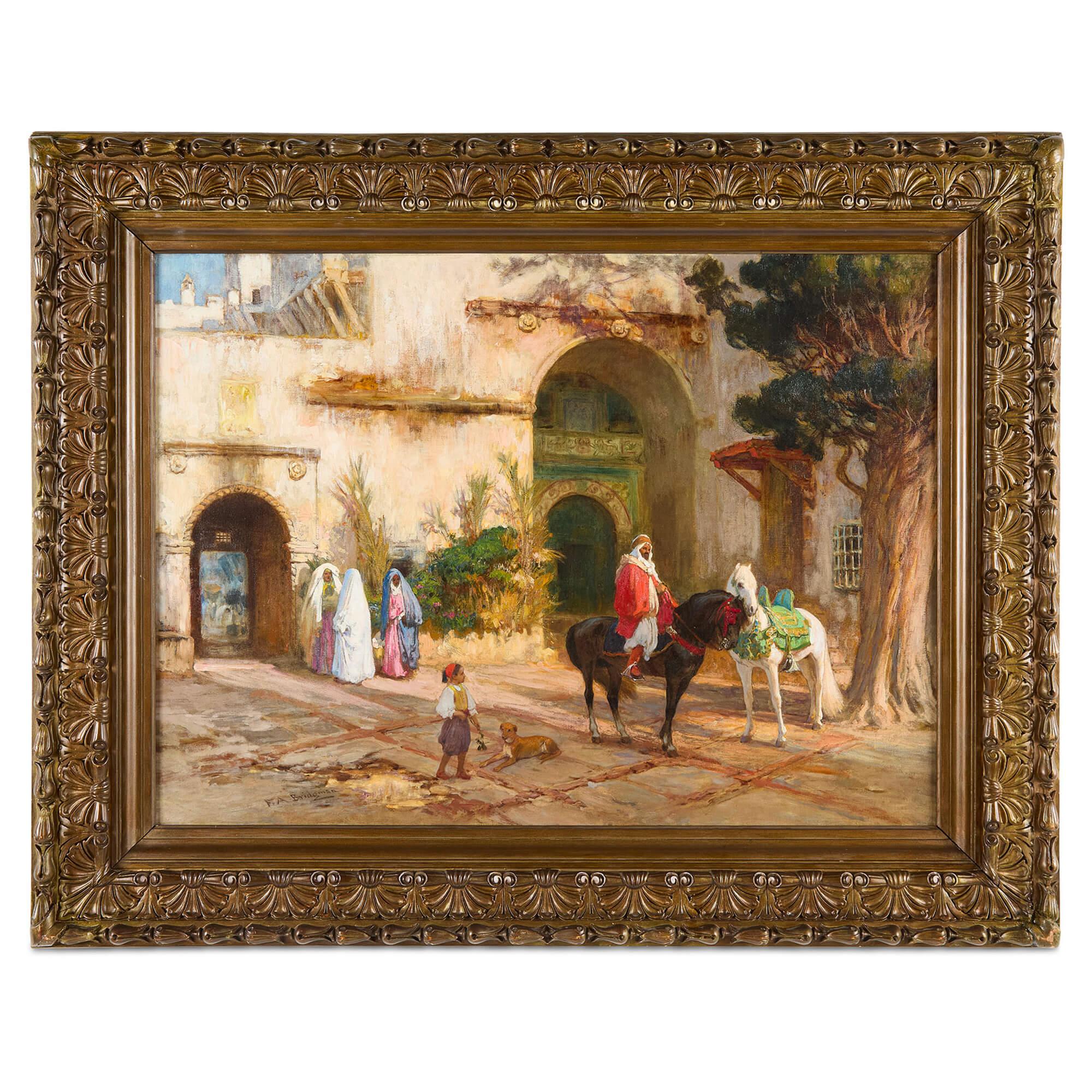Großes amerikanisches orientalisches Ölgemälde eines Hofes von F. A. Bridgman, Ölgemälde