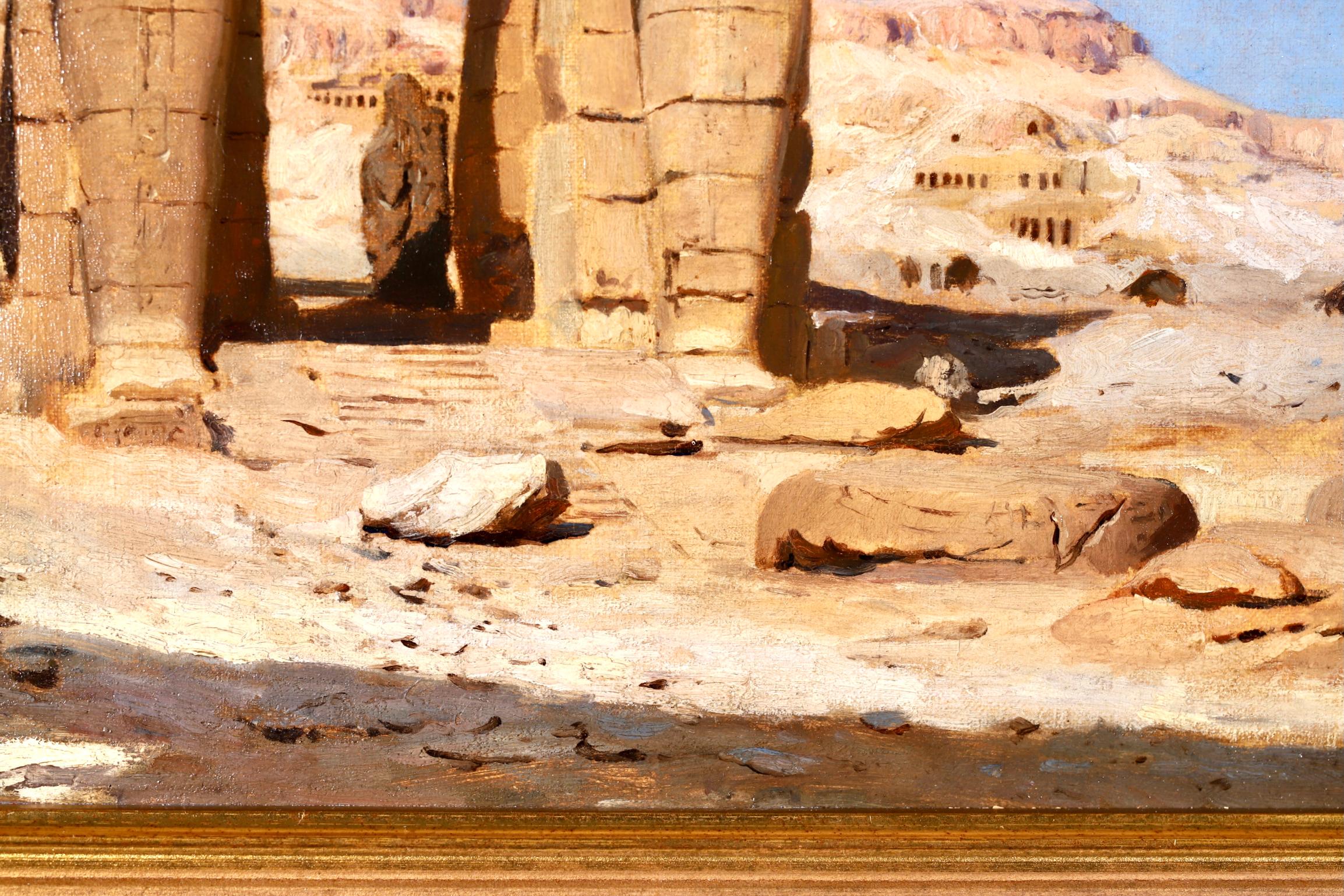 Colossi of Memnon, Egypt - Orientalist Landscape Oil - Frederick Arthur Bridgman 5
