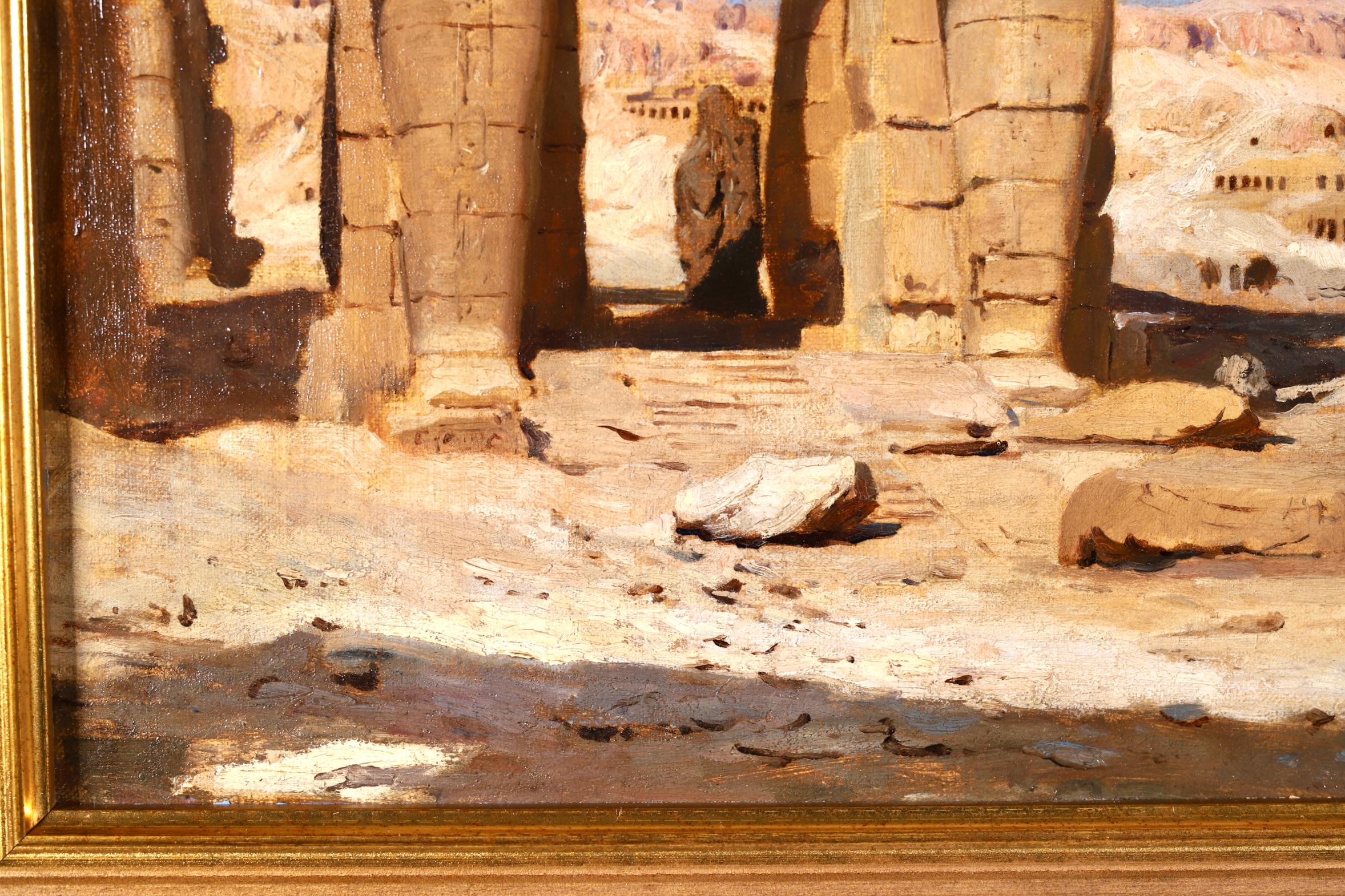 Colossi of Memnon, Egypt - Orientalist Landscape Oil - Frederick Arthur Bridgman 6