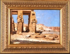 Colossi of Memnon, Egypt - Orientalist Landscape Oil - Frederick Arthur Bridgman