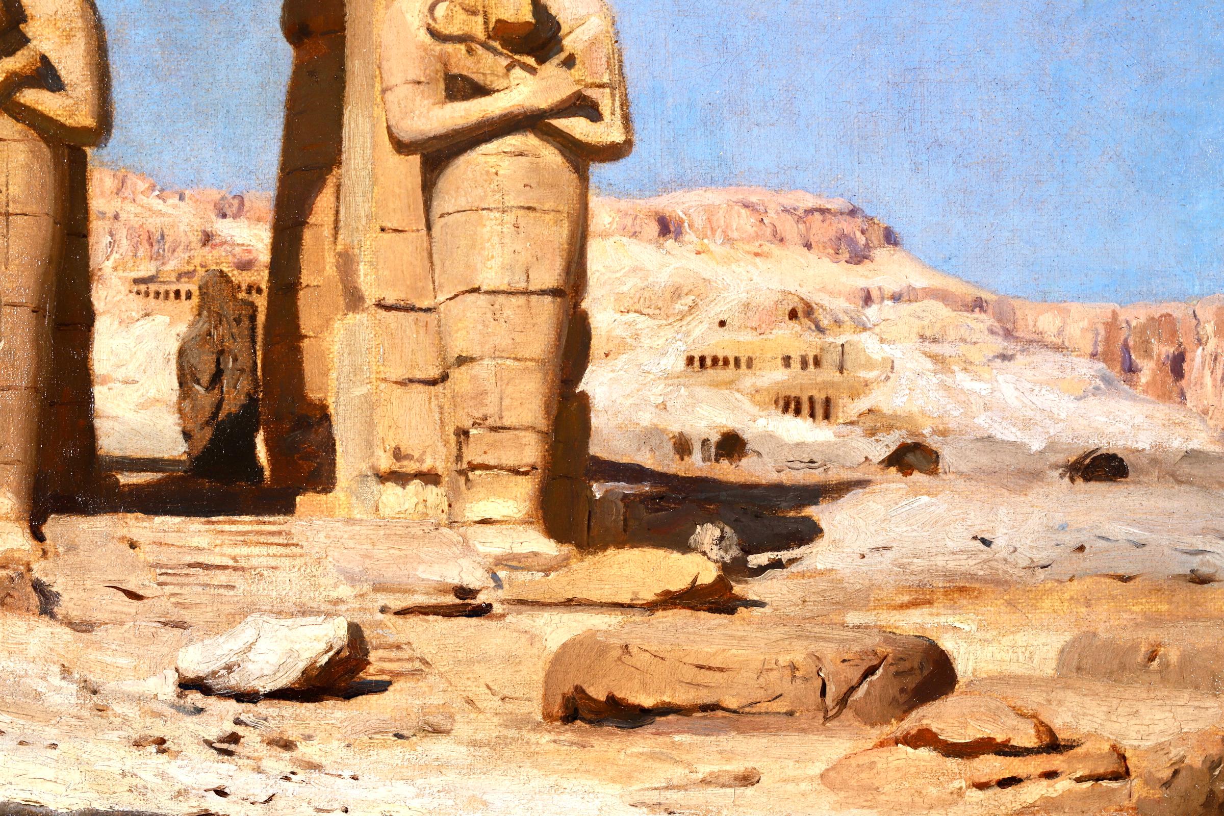 Colossi of Memnon, Egypt - Orientalist Landscape Oil - Frederick Arthur Bridgman 1