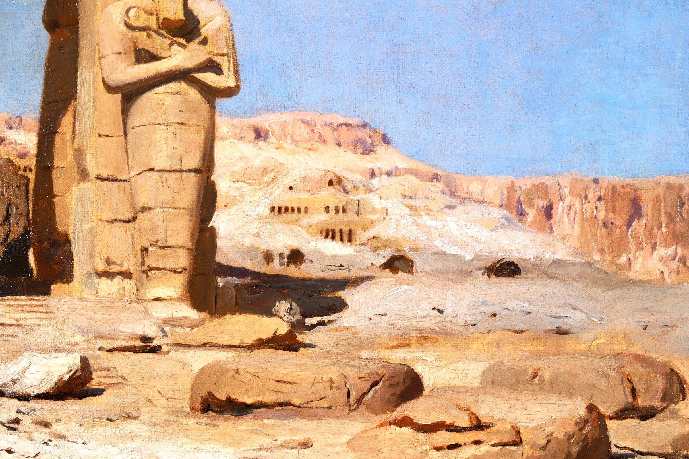 Colossi of Memnon, Egypt - Orientalist Landscape Oil - Frederick Arthur Bridgman 2