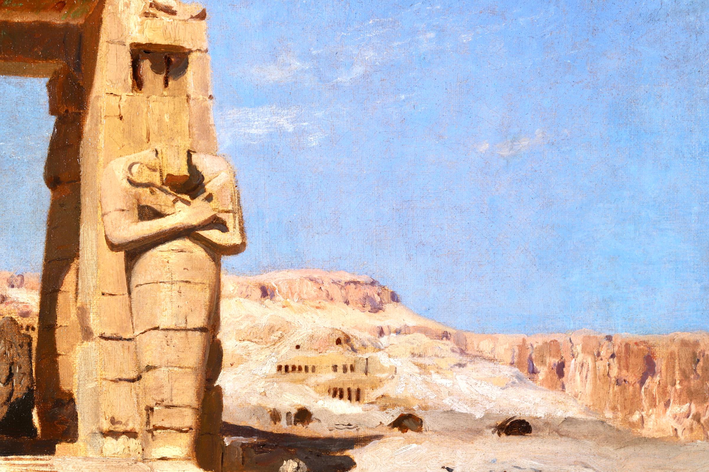 Colossi of Memnon, Egypt - Orientalist Landscape Oil - Frederick Arthur Bridgman 3