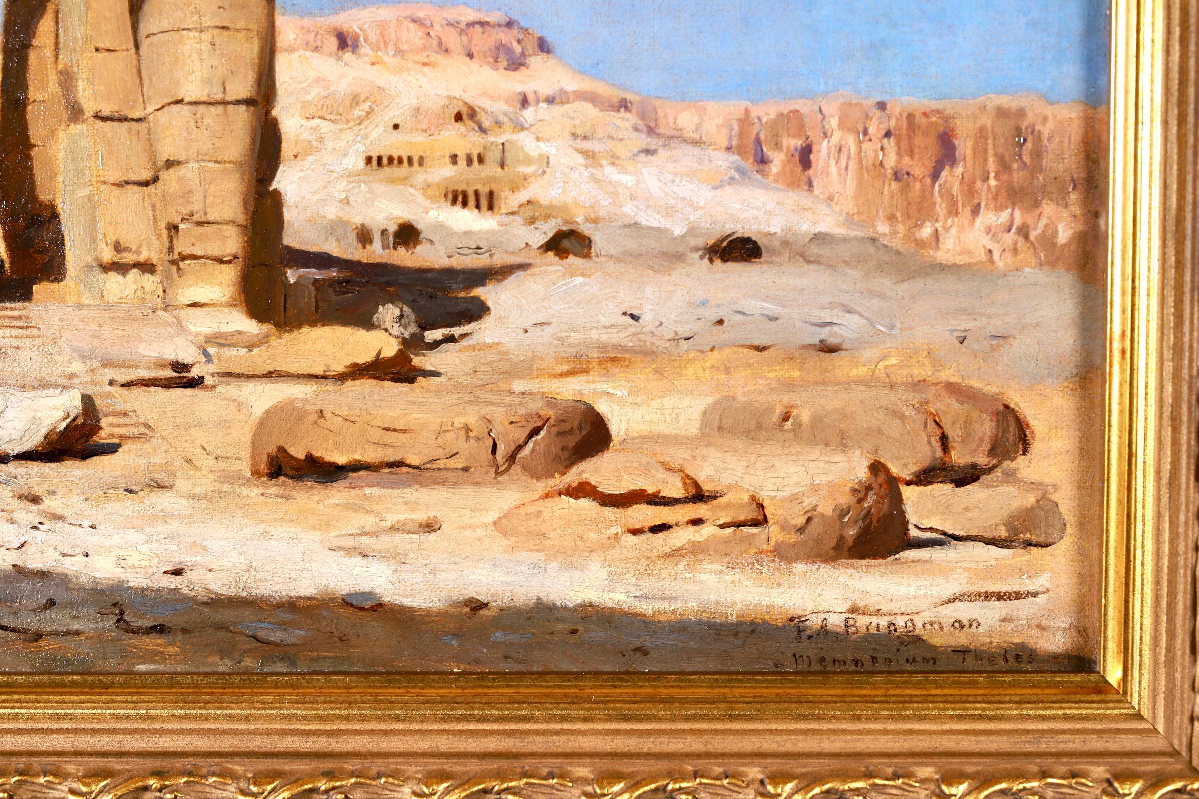 Colossi of Memnon, Egypt - Orientalist Landscape Oil - Frederick Arthur Bridgman 4