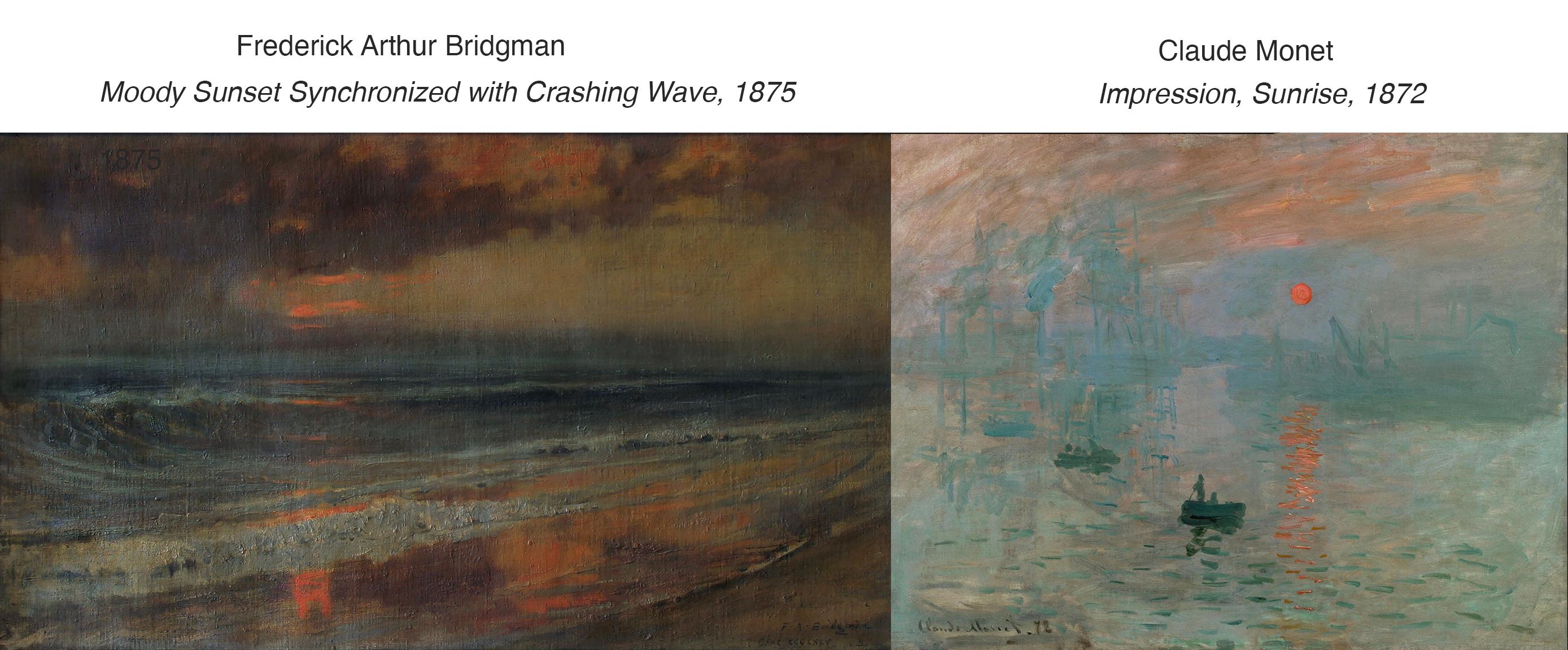 Moody Sunset  Synchronized with Crashing Wave - Impressionist Painting by Frederick Arthur Bridgman