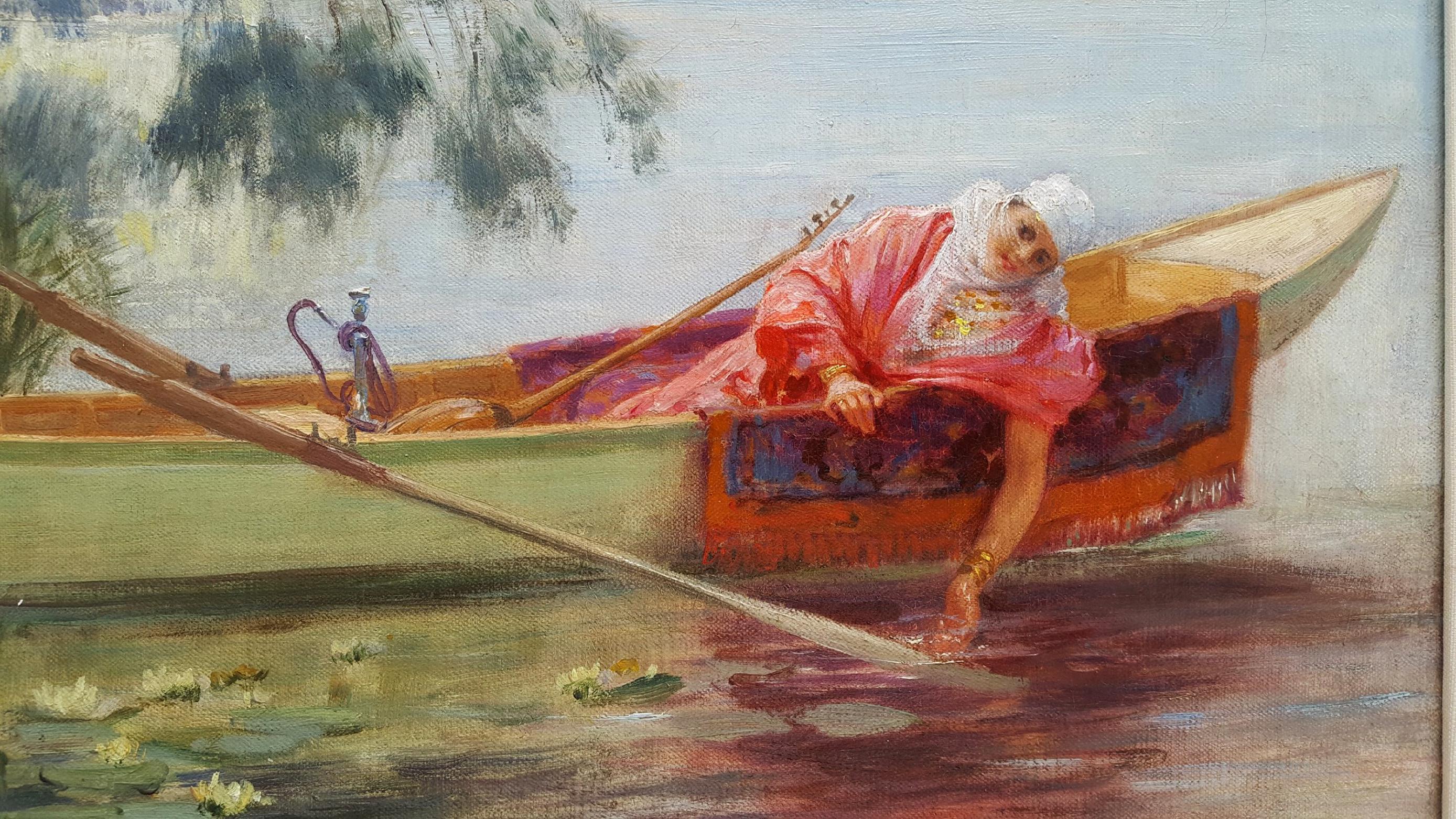 woman in boat painting