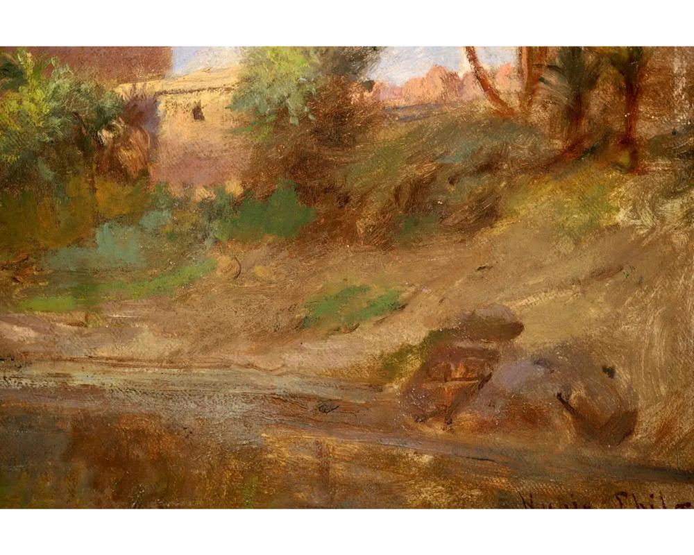  The Kiosk of Trajan , une rare peinture de paysage orientaliste de F.A. Bridgman en vente 2
