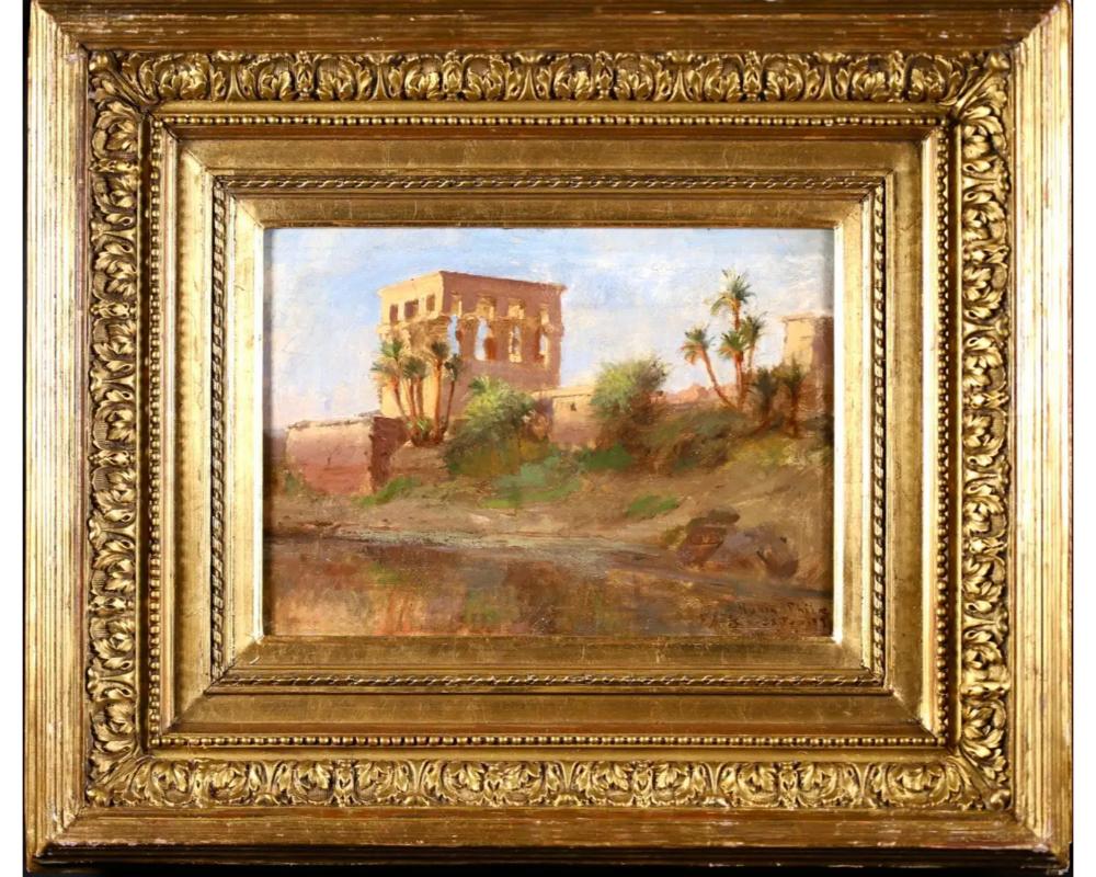Landscape Painting Frederick Arthur Bridgman -  The Kiosk of Trajan , une rare peinture de paysage orientaliste de F.A. Bridgman