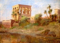 Trajan's Kiosk - Egypt - Orientalist Oil, Landscape by Frederick Arthur Bridgman