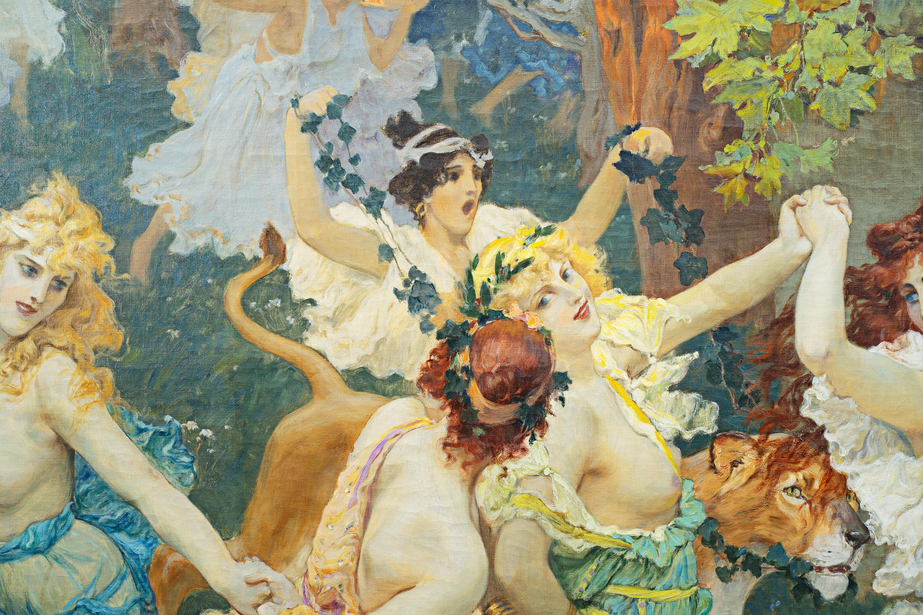Canvas Frederick Arthur Bridgman La Fête des Bois, Les Bacchantes 1897 For Sale