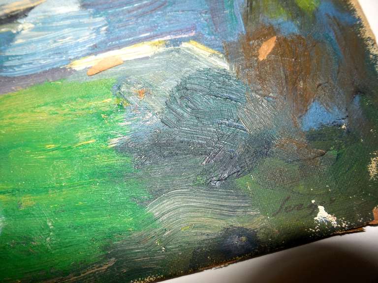 Bootshaus auf dem See – Painting von Frederick B. Serger