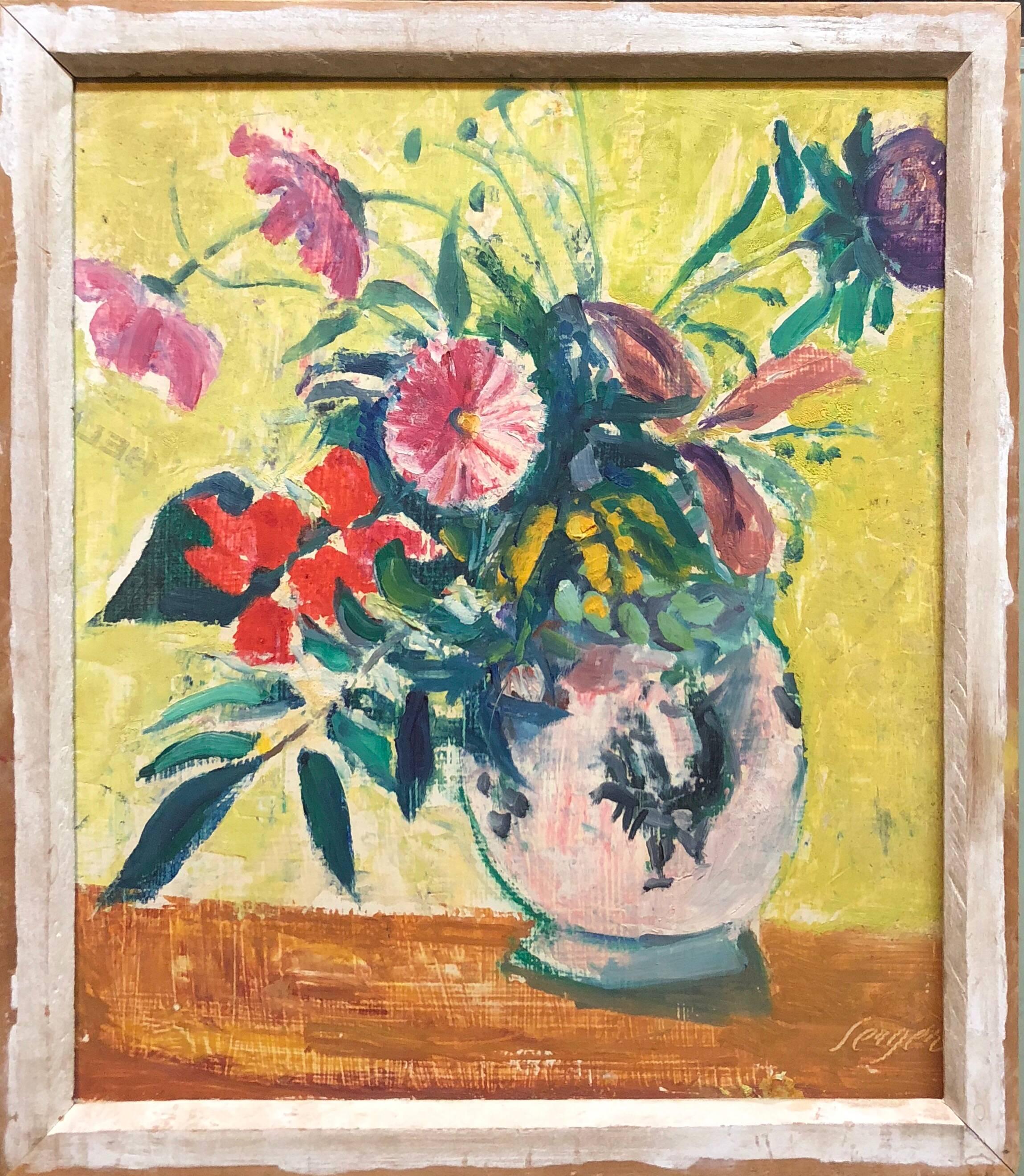 Frederick B. Serger Still-Life Painting - French Fauvist Floral Oil Painting