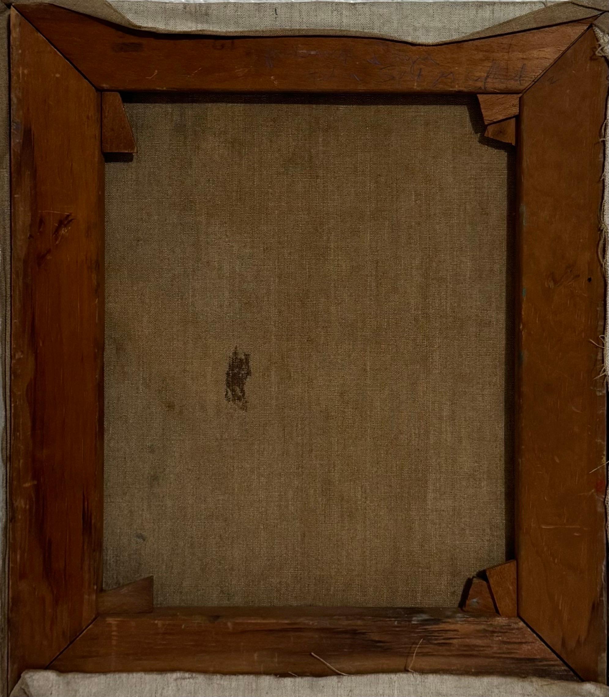 Frederick Serger
Fauvistisch-impressionistische Judaica-Malerei
Öl auf Leinwand
Dieser ist auf der Vorderseite nicht signiert. Es trägt verso auf dem Keilrahmen eine handschriftliche Inschrift,
Frederick Serger, Helen Spitzer Collection'S.
14 X 12