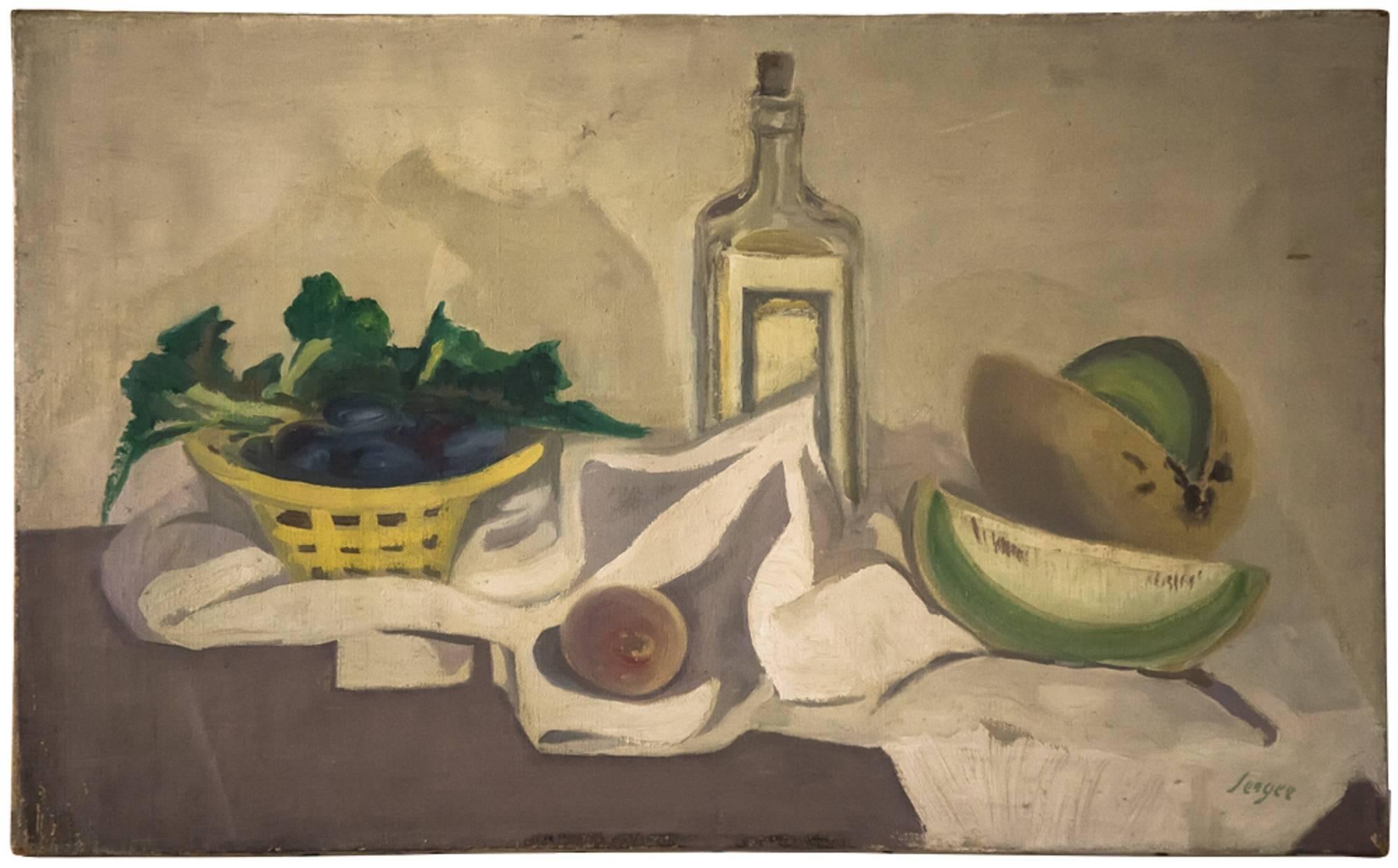 Still Life with Melons - Painting by Frederick B. Serger