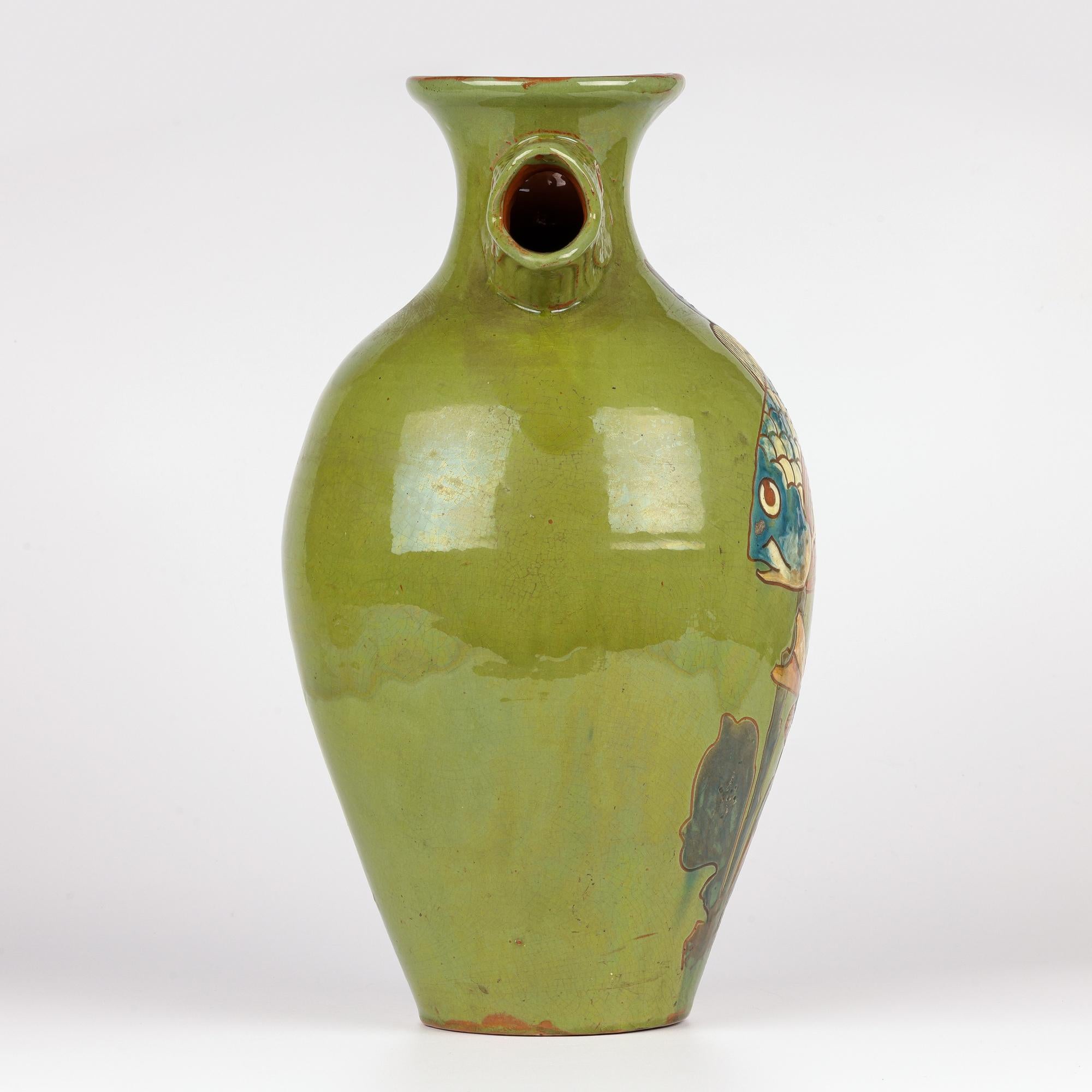 Pichet à poisson en poterie d'art Frederick Braddon pour Charles Brannam 1896 en vente 6