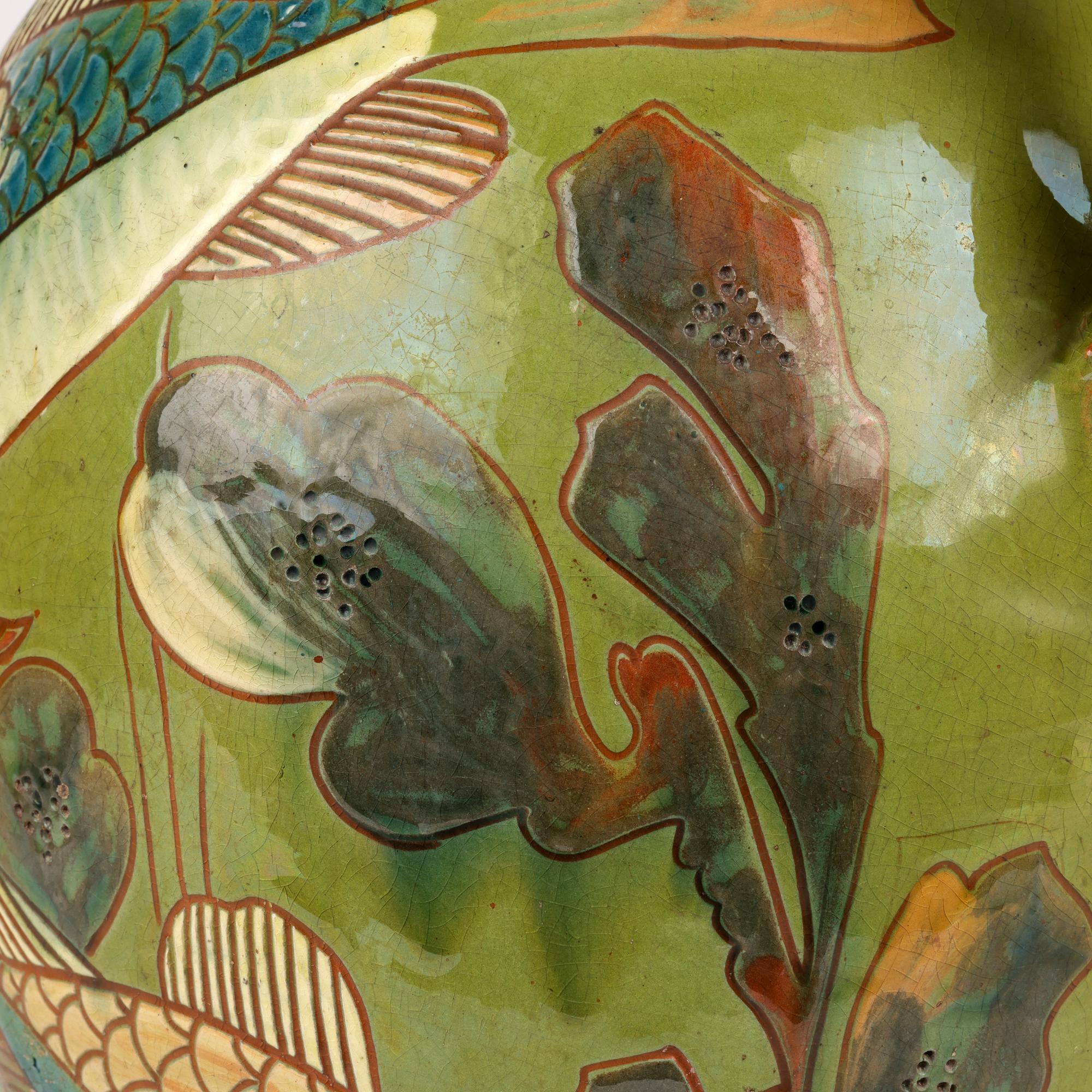 Pichet à poisson en poterie d'art Frederick Braddon pour Charles Brannam 1896 en vente 10