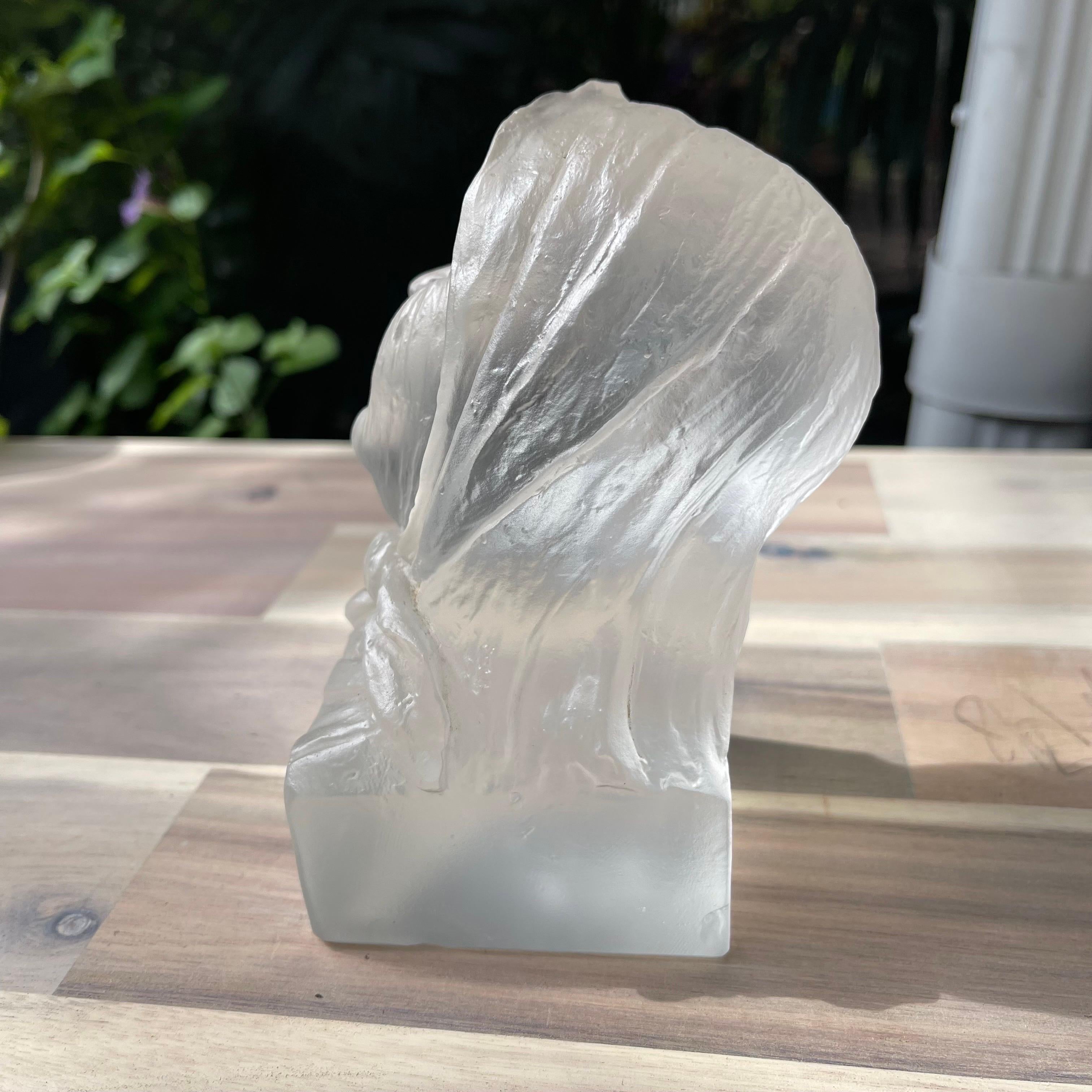 Frederick Carder Cire Perdue Glass Bust Sculpture, Signed & Dated 1938 In Excellent Condition For Sale In Jensen Beach, FL