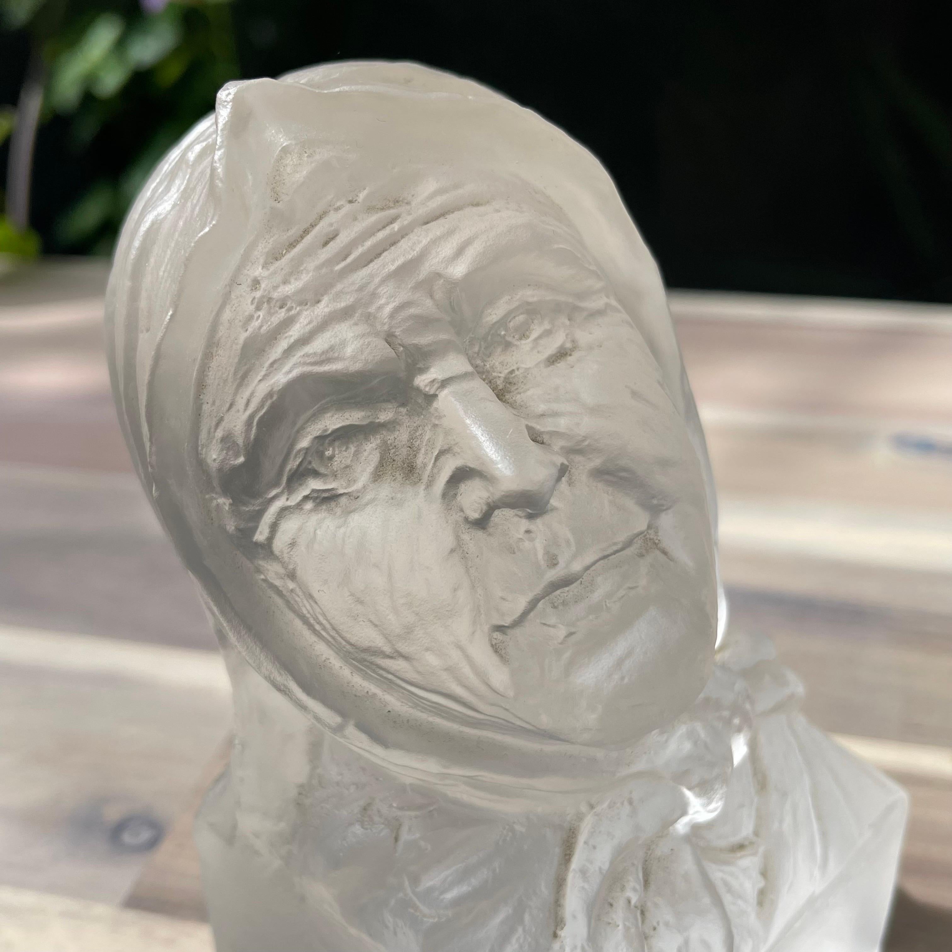 Frederick Carder Cire Perdue Glass Bust Sculpture, Signed & Dated 1938 For Sale 2