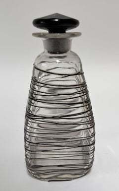 Frederick Carder for Steuben Glass Vanity Bottle Clear Crystal with Black 1920s