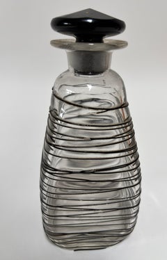 Frederick Carder for Steuben Glass Vanity Bottle Clear Crystal with Black 1920s