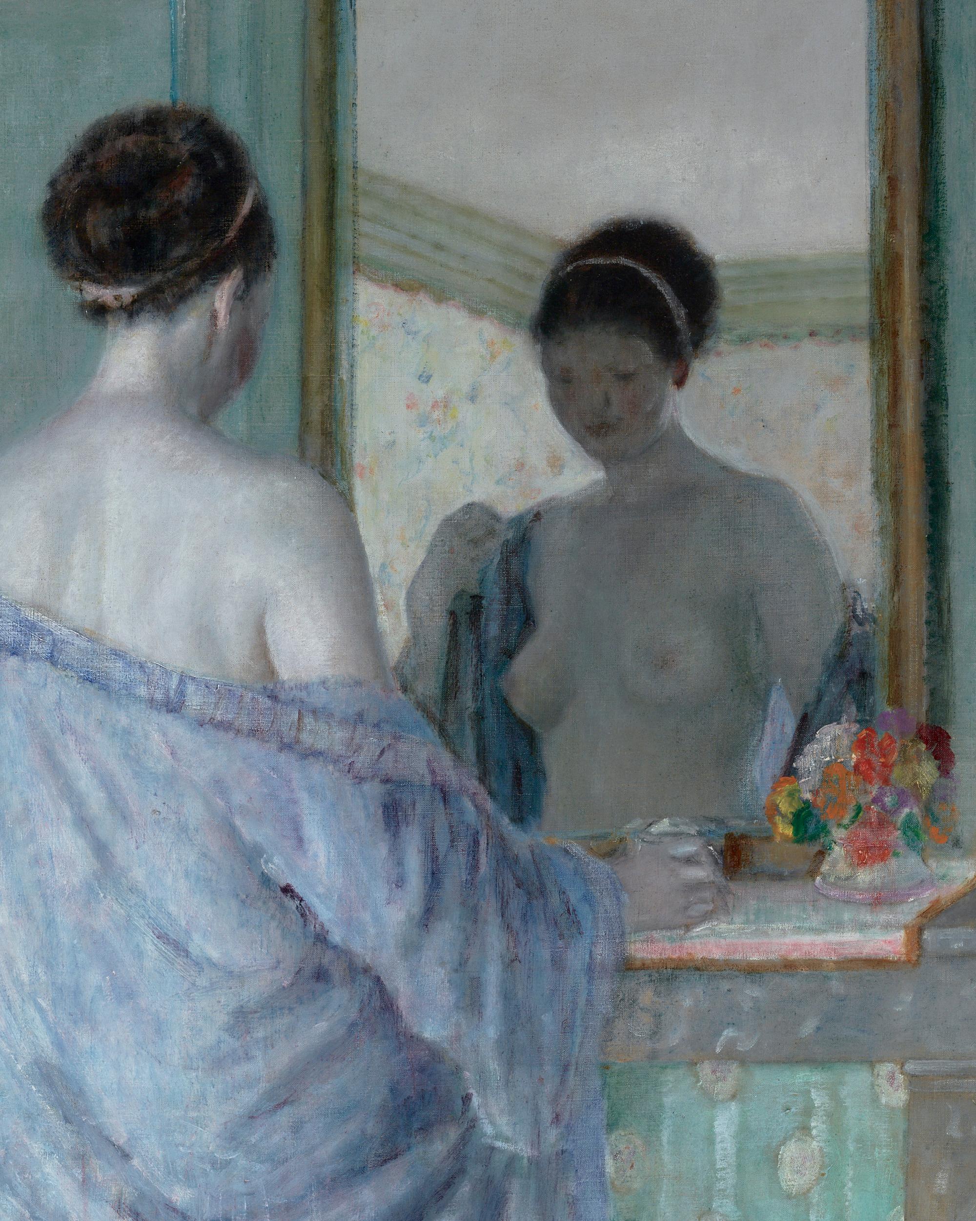 At the Mirror - Impressionist Painting by Frederick Carl Frieseke