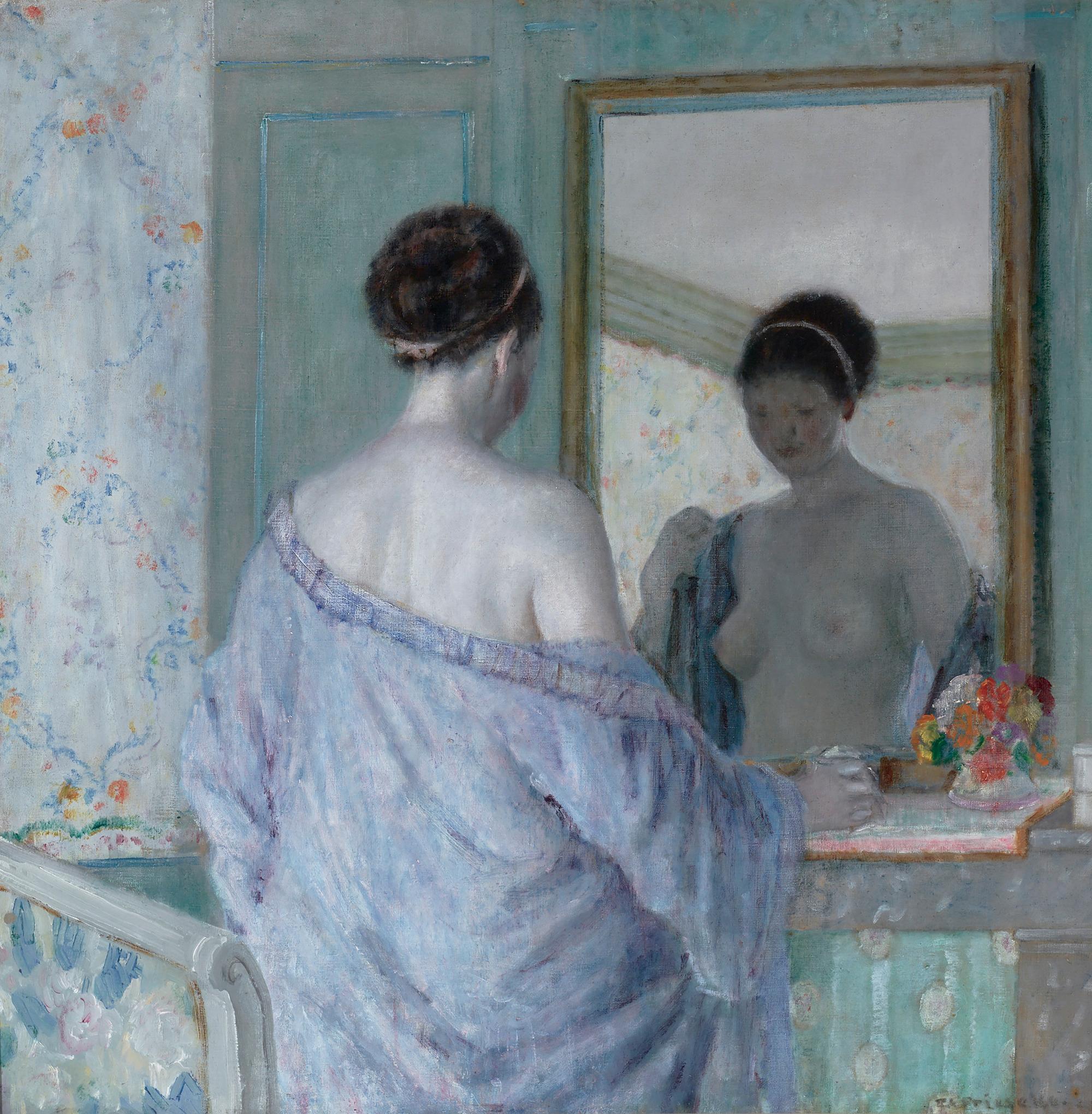 Frederick Carl Frieseke Portrait Painting - At the Mirror