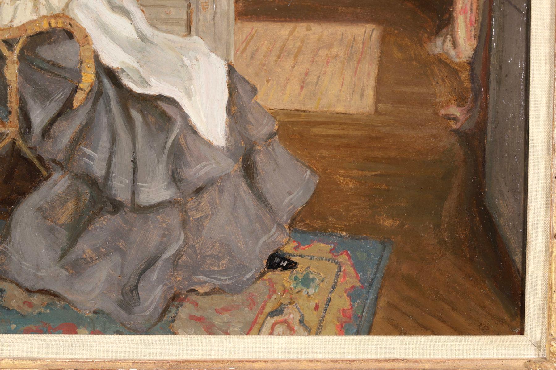 Medora Clark Sewing - Impressionist Oil, Figure in Interior - Frederick Frieseke 4
