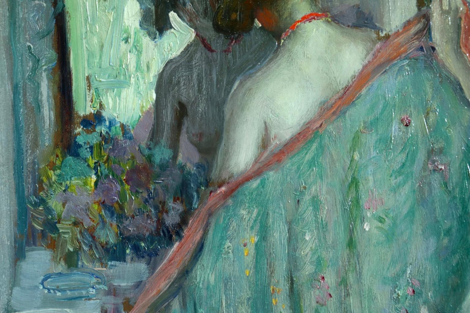 girl kissing mirror painting
