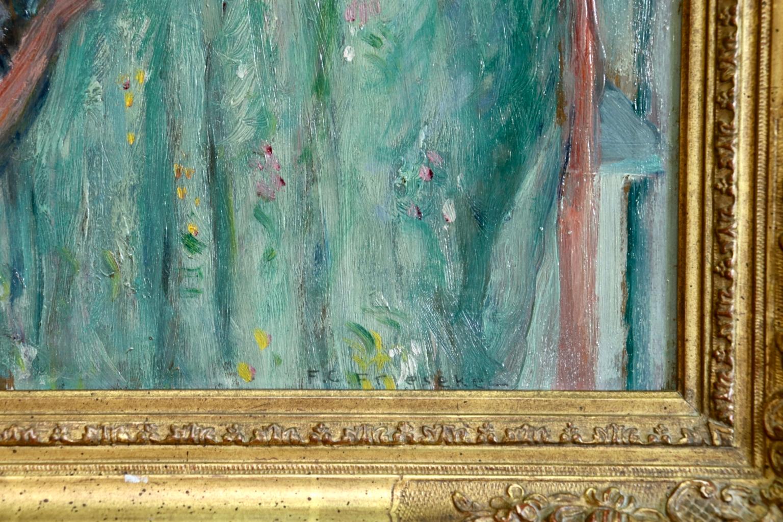 woman kissing mirror painting